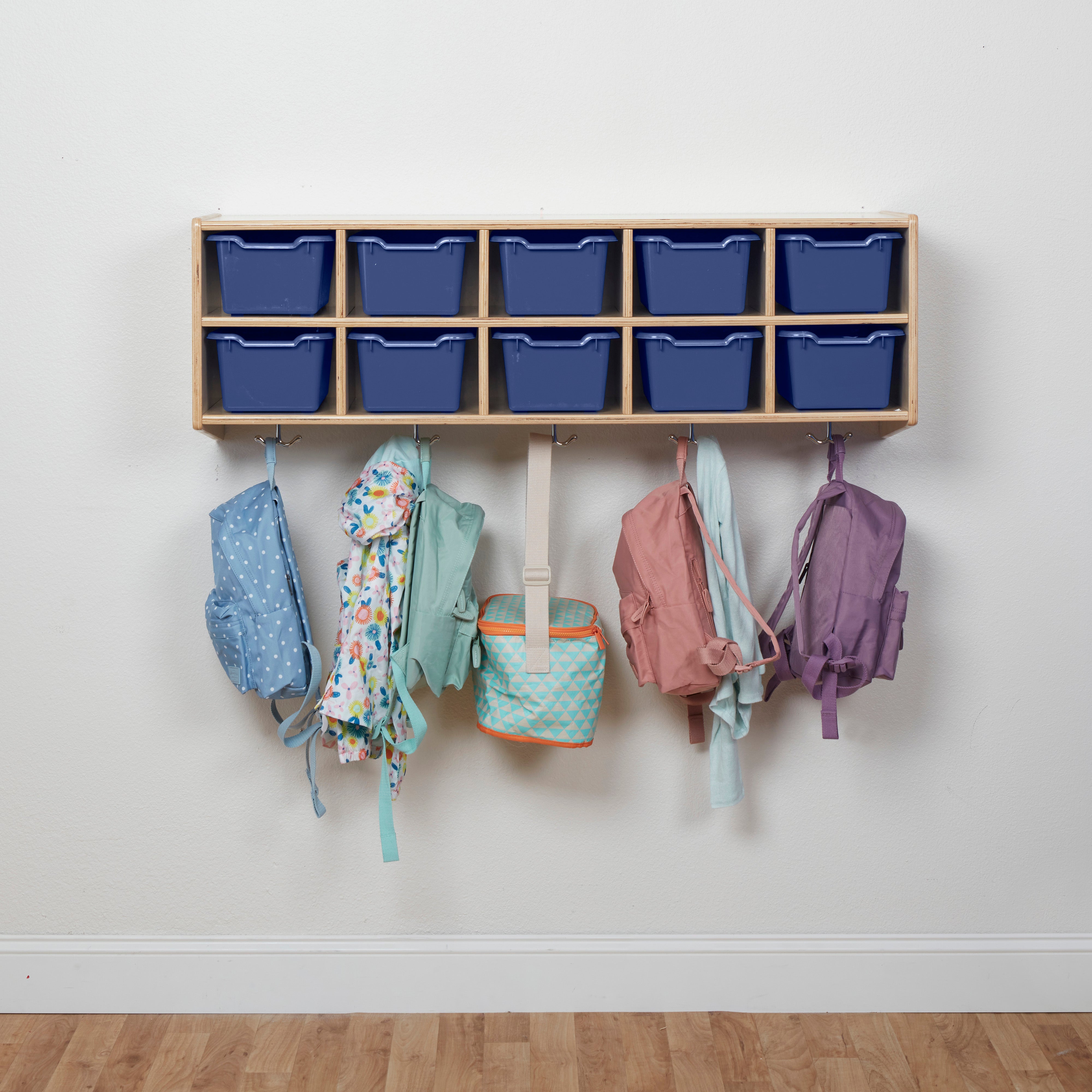 Streamline 10-Section Hanging Coat Locker with Scoop Front Storage Bins