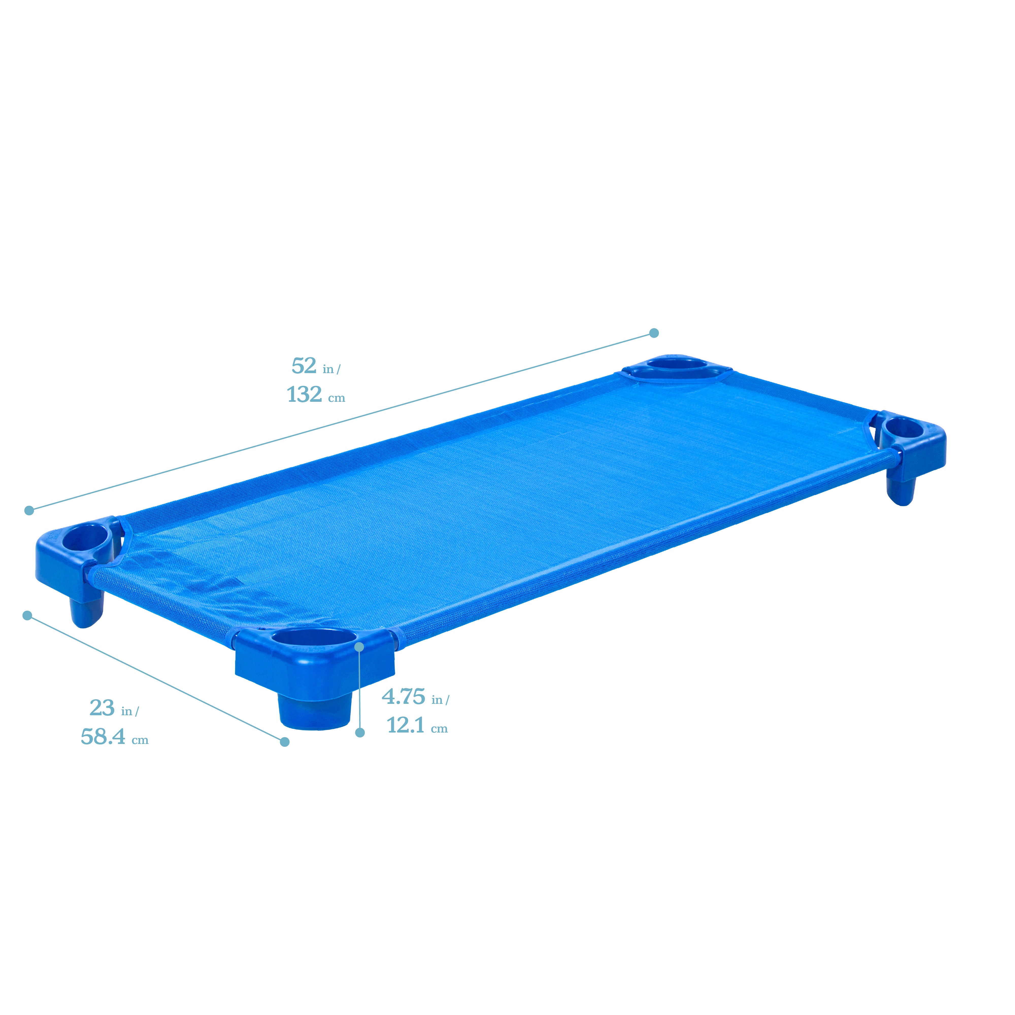 Stackable Kiddie Cot, Standard Size, Assembled, 5-Pack - Blue