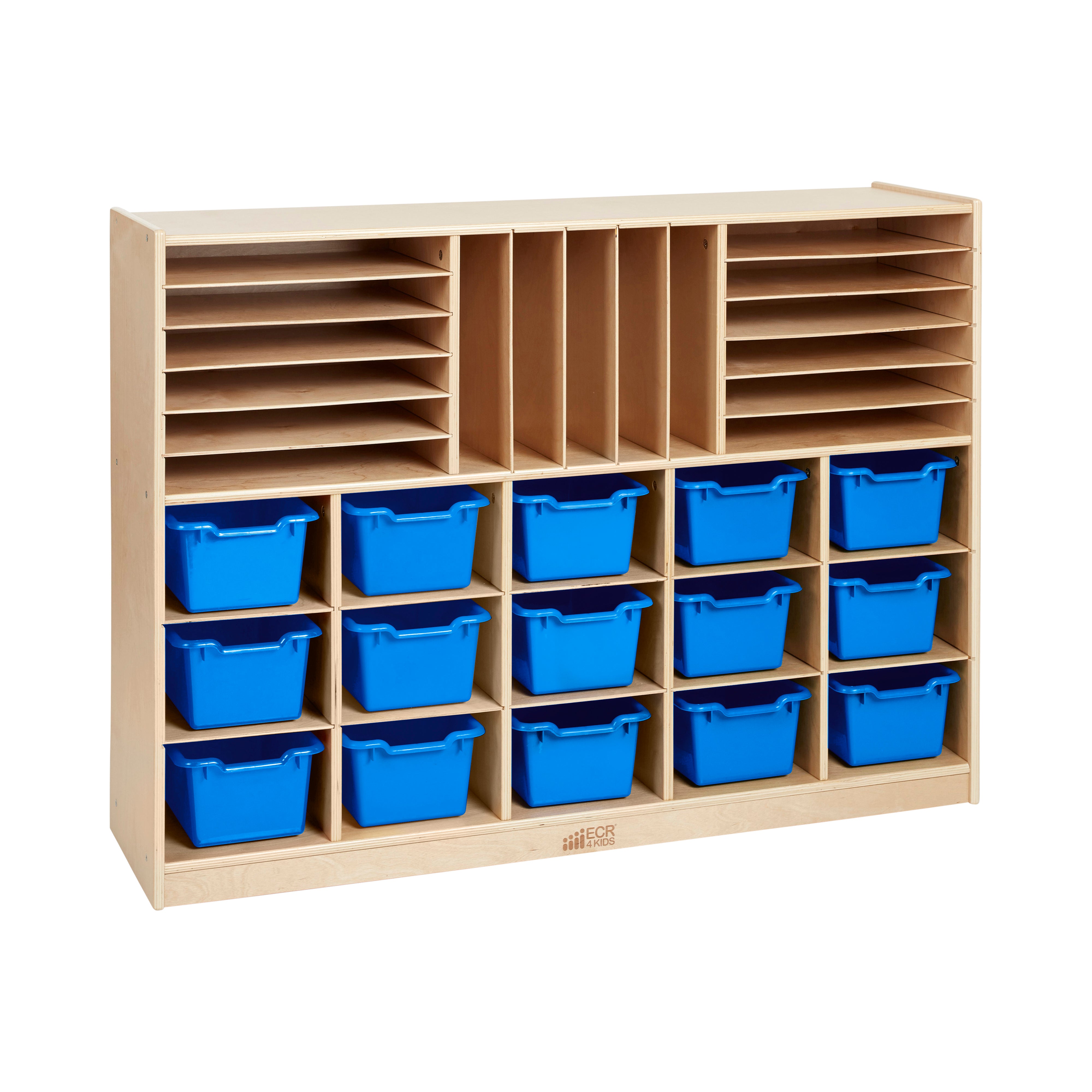 Multi-Section Mobile Cabinet with Scoop Front Storage Bins