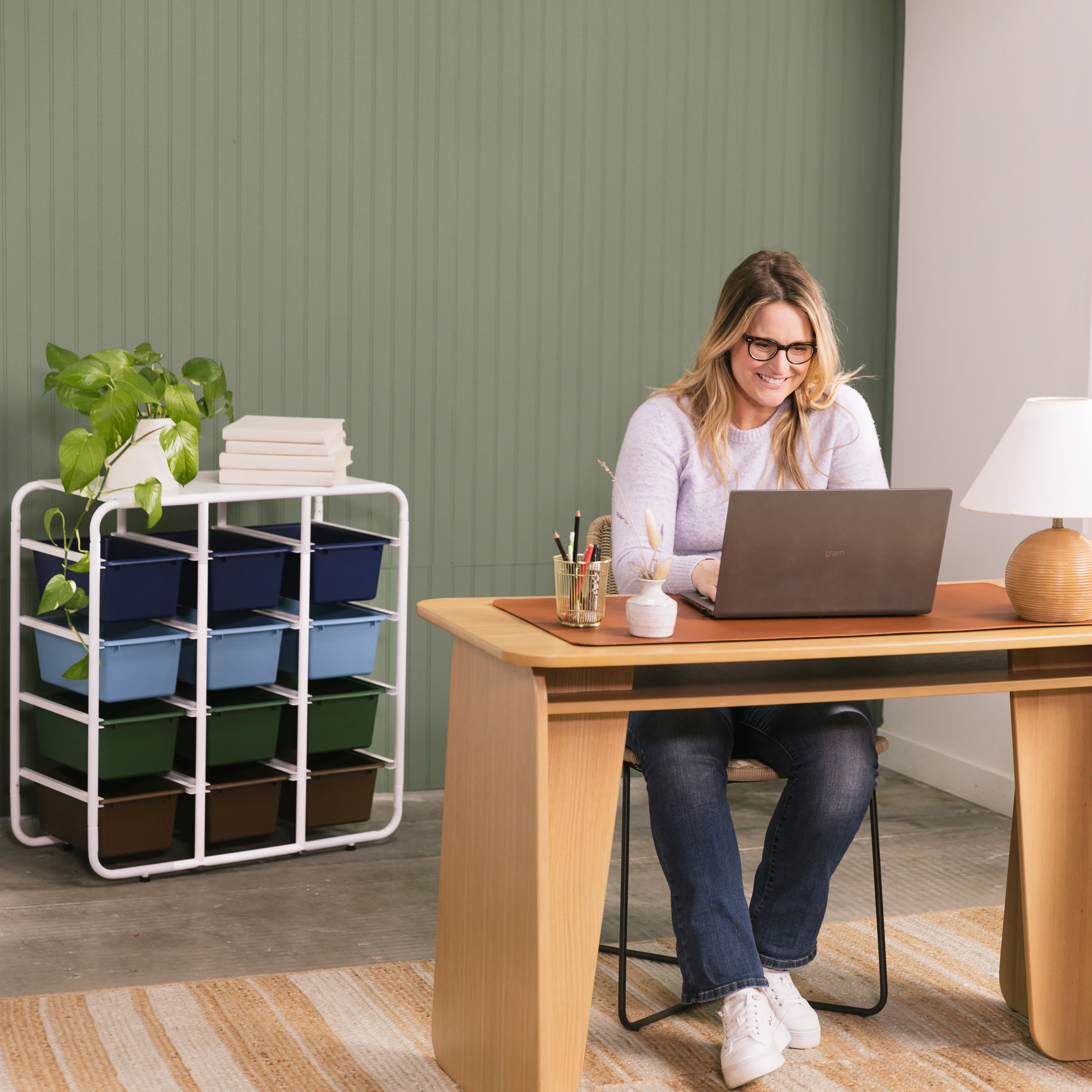 4-Tier Storage Rack with 12 Cubby Bins 4x3