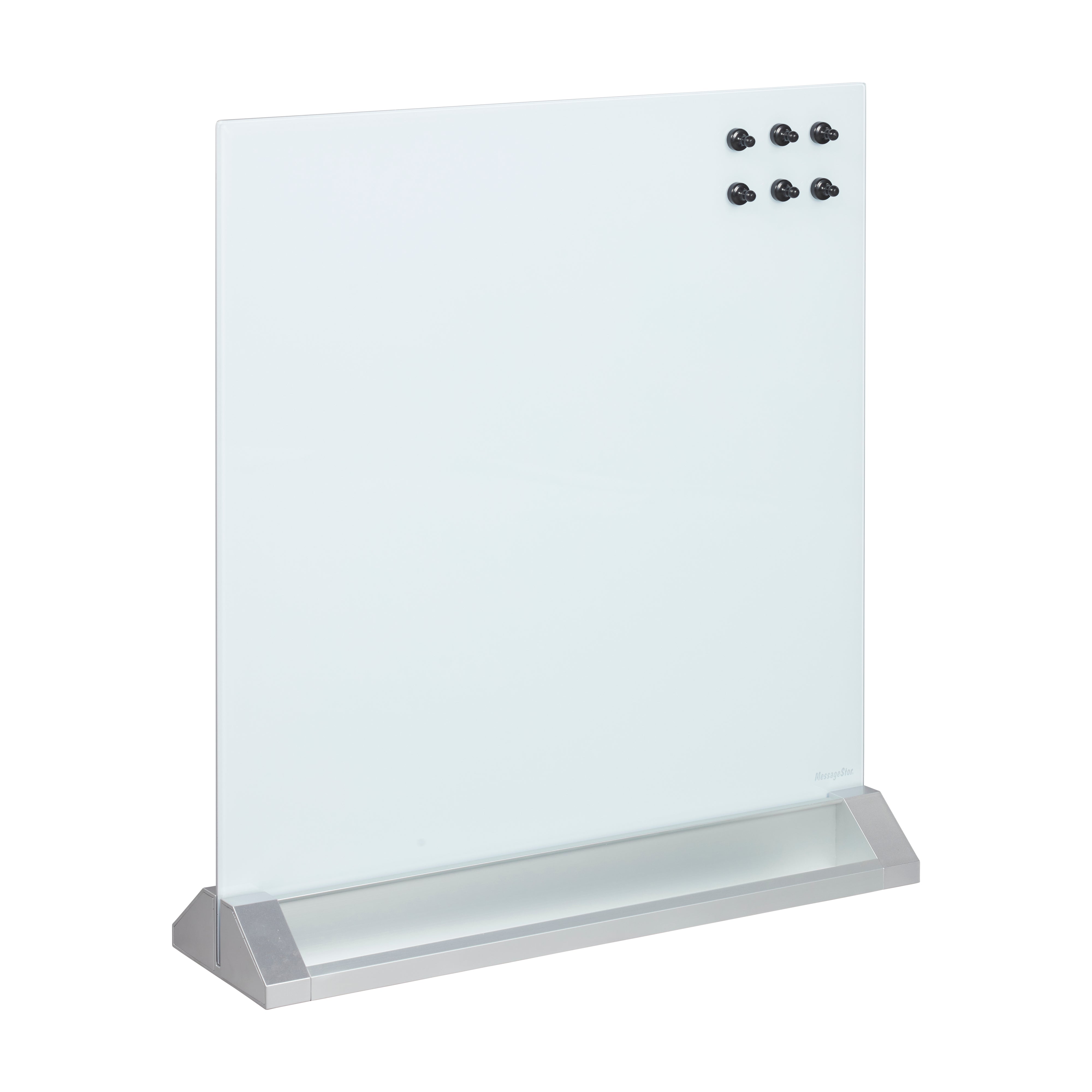 MessageStor Glass Magnetic Dry-Erase Board with Storage Stand and Magnets