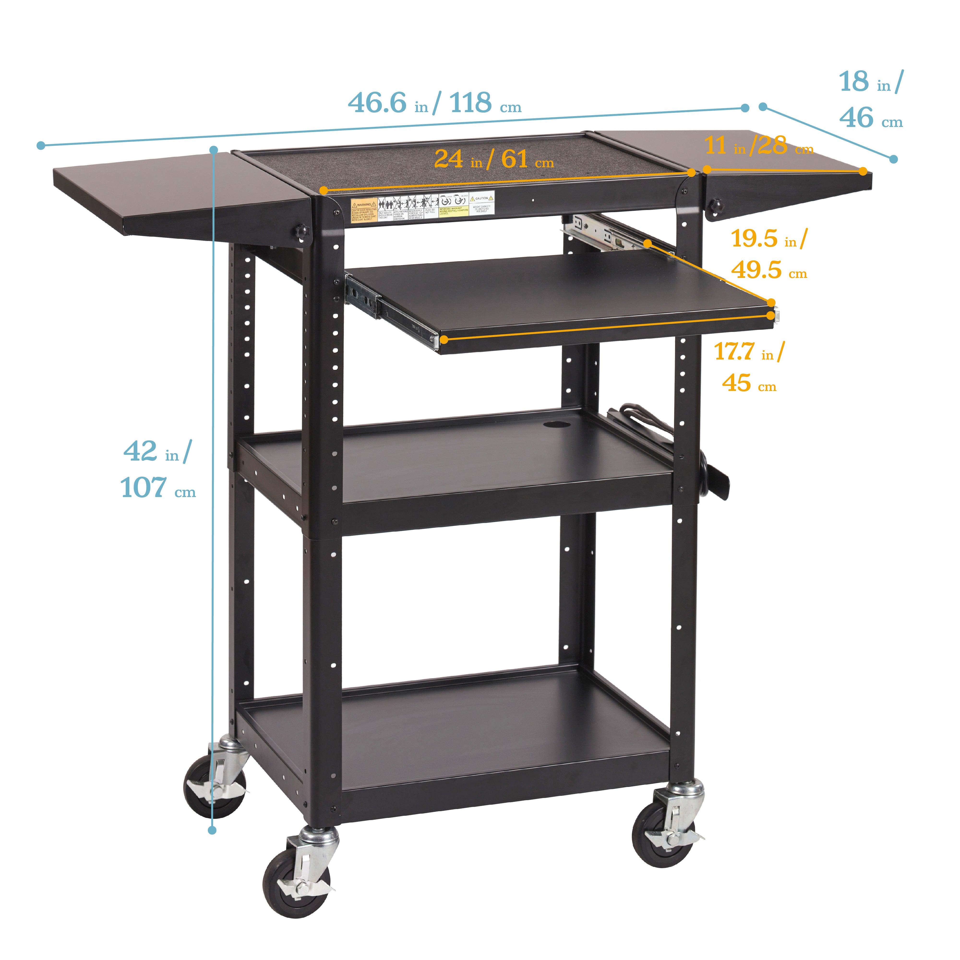 AV Presentation Cart Stand with Drop Leaves