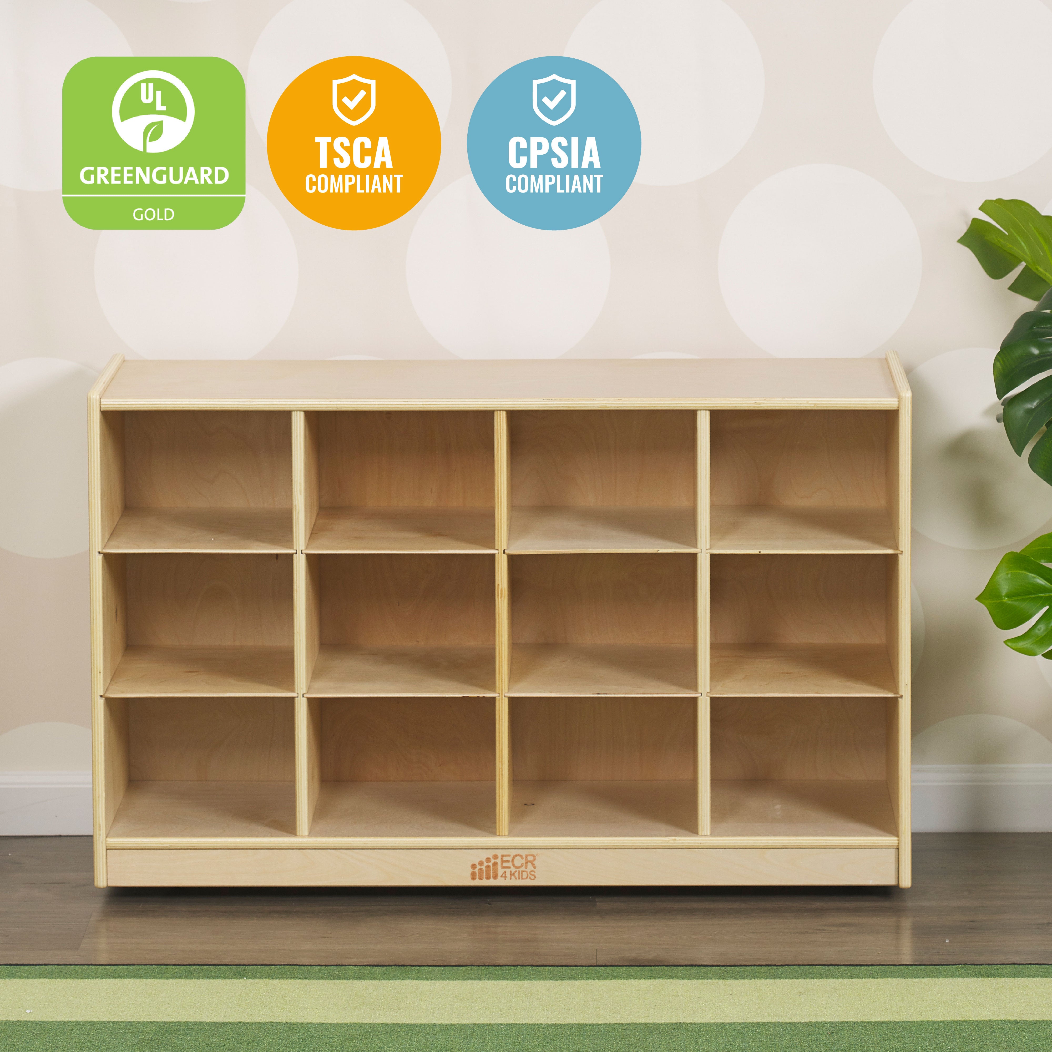 12 Cubby Mobile Tray Storage Cabinet, 3x4