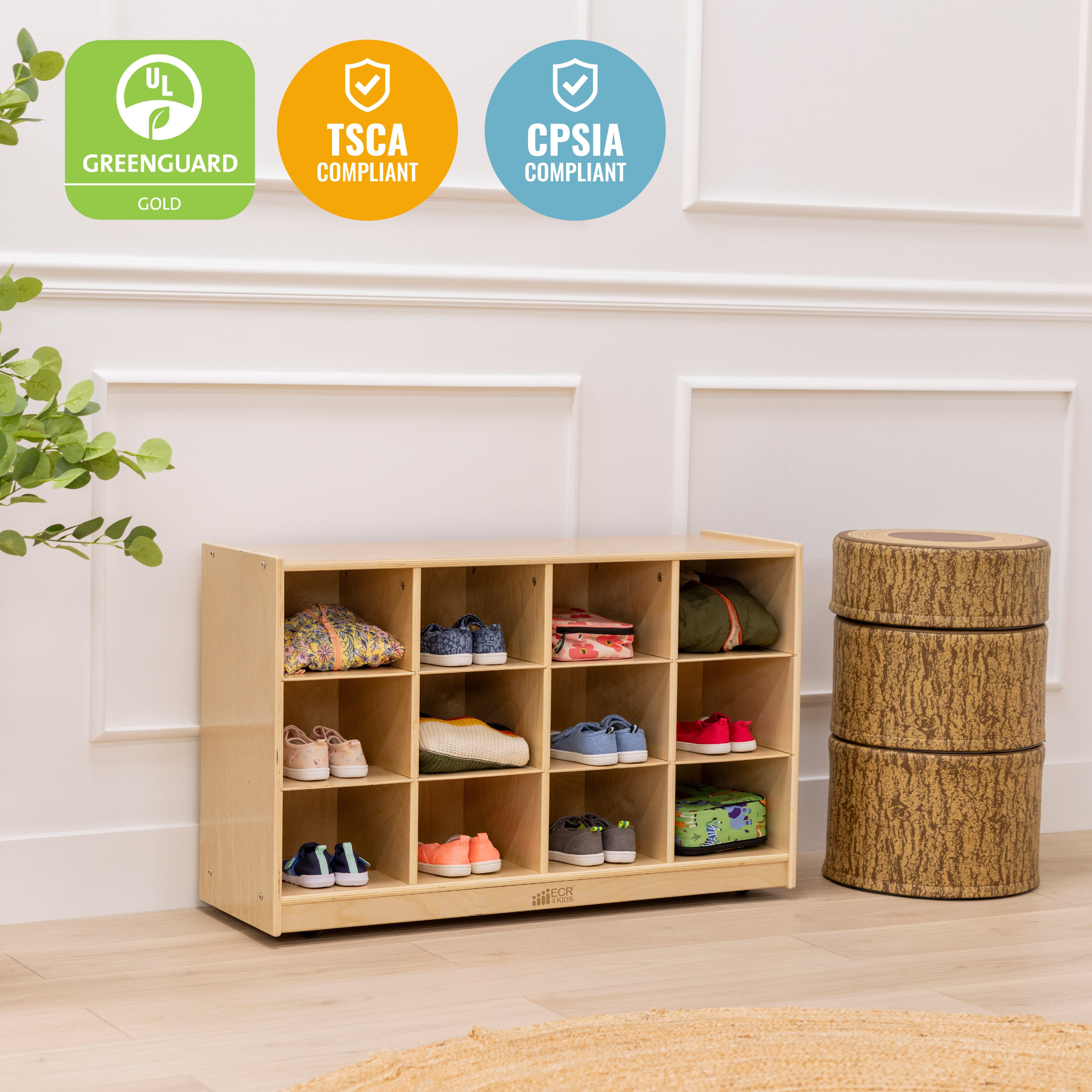 12 Cubby Mobile Tray Cabinet, 3x4