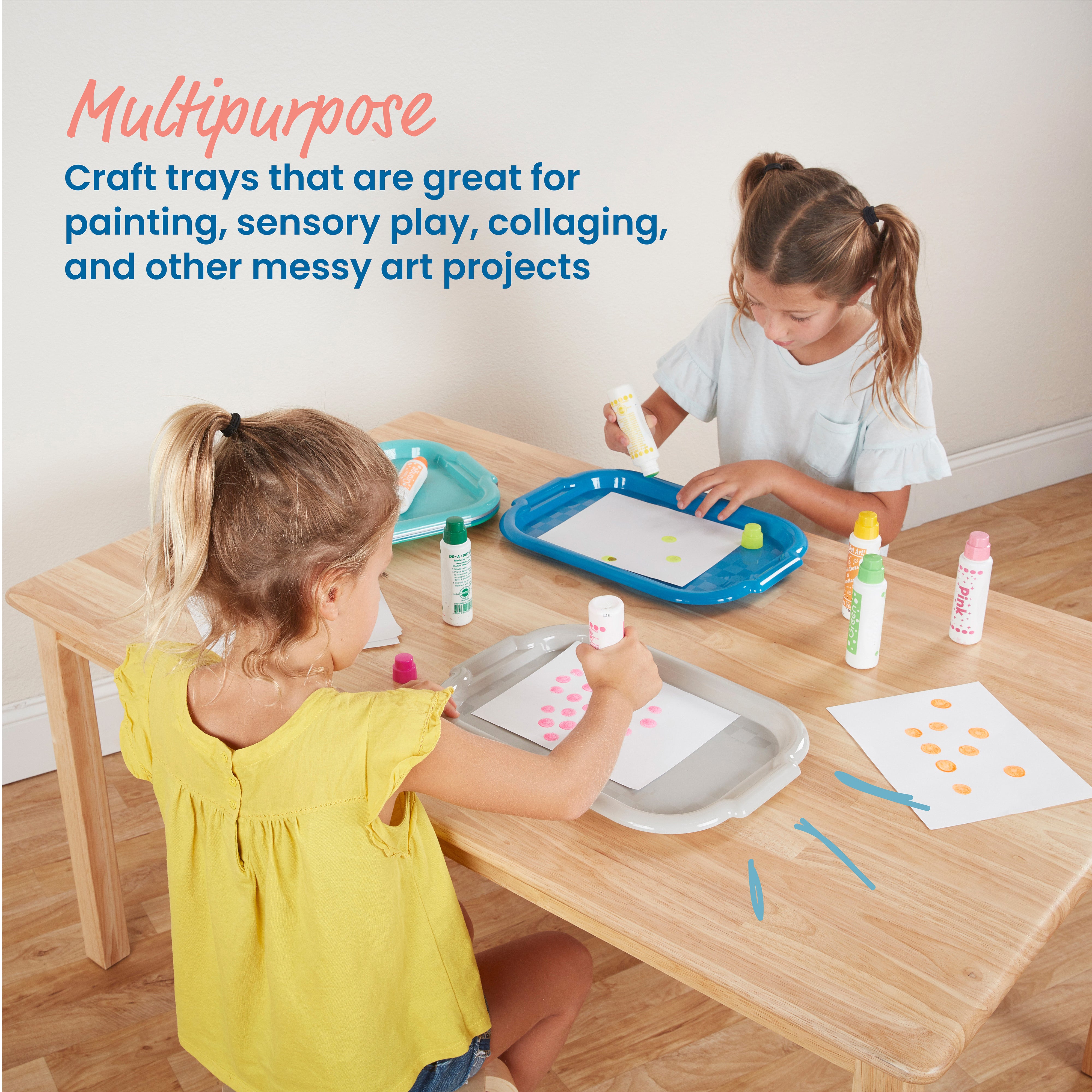 Colorful Plastic Art Trays for Kids, 6-Piece