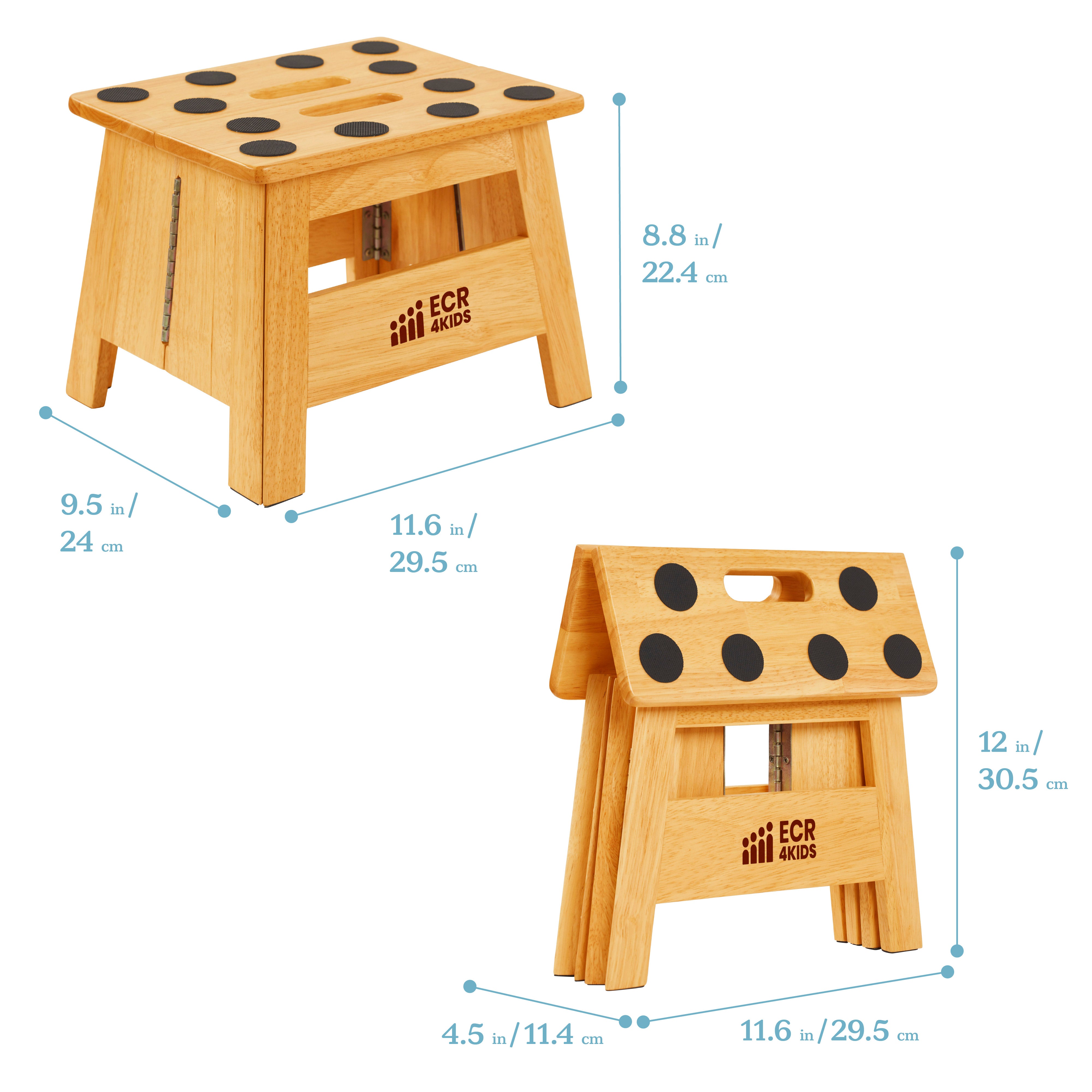 Folding Step Stool with Handles, Wooden