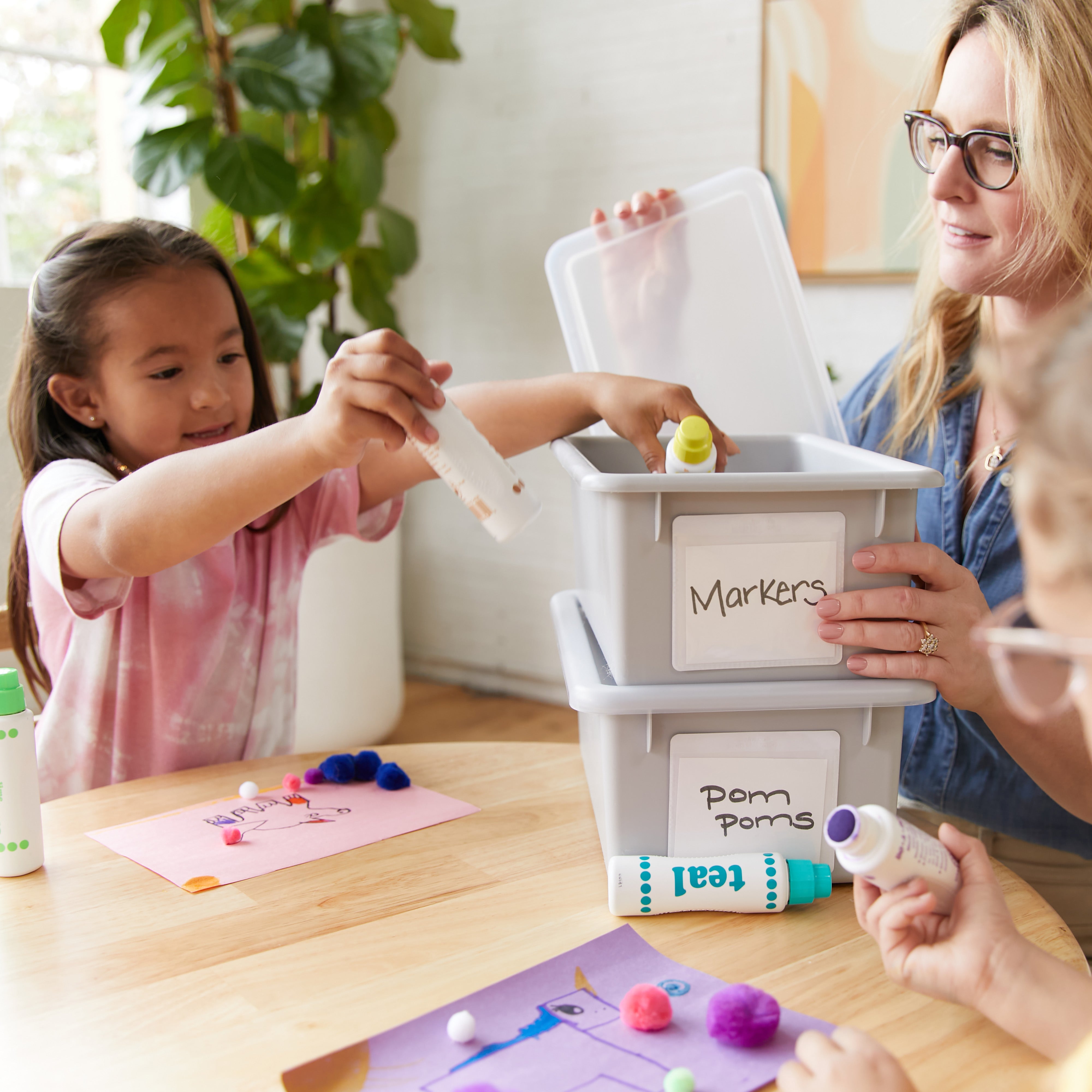 20-Compartment Mobile Storage Tower with Cubby Bins with Lids, 5x4, Natural