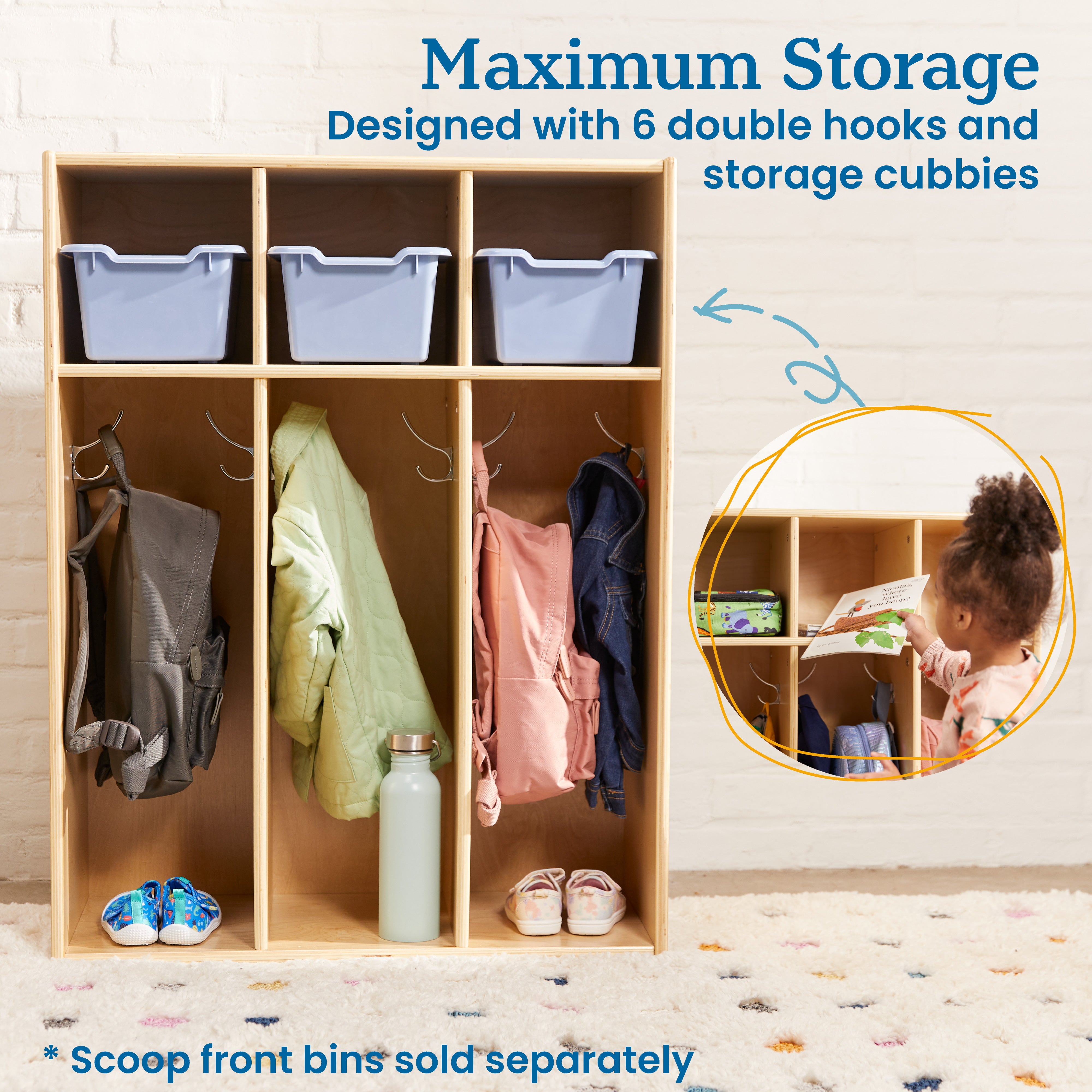 Streamline 3-Section Coat Locker, Toddler Size