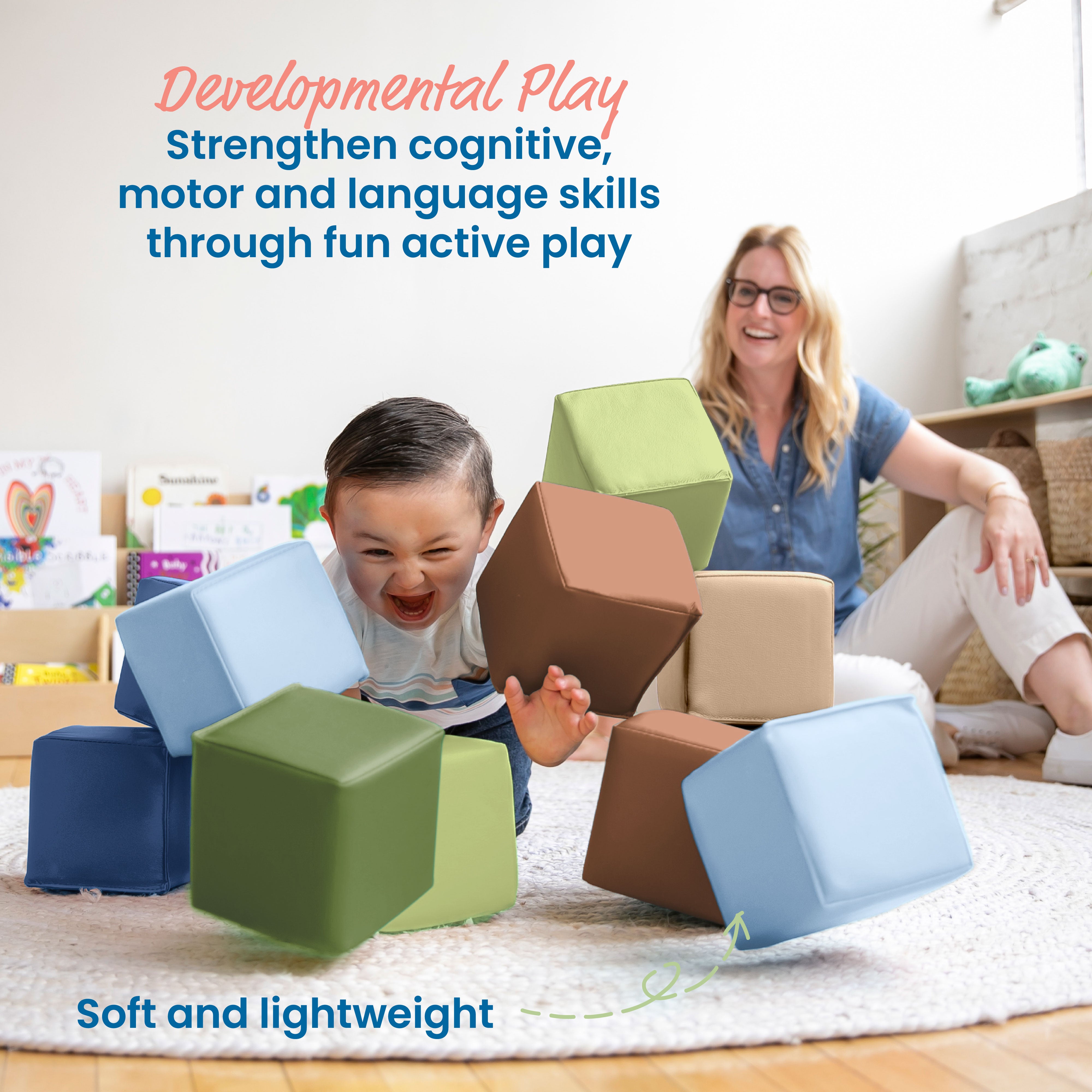 SoftZone Patchwork Toddler Blocks, 12-Piece