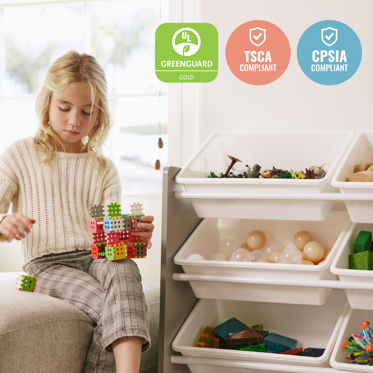 4-Tier Organizer with 20 Removable Plastic Bins, 4x5