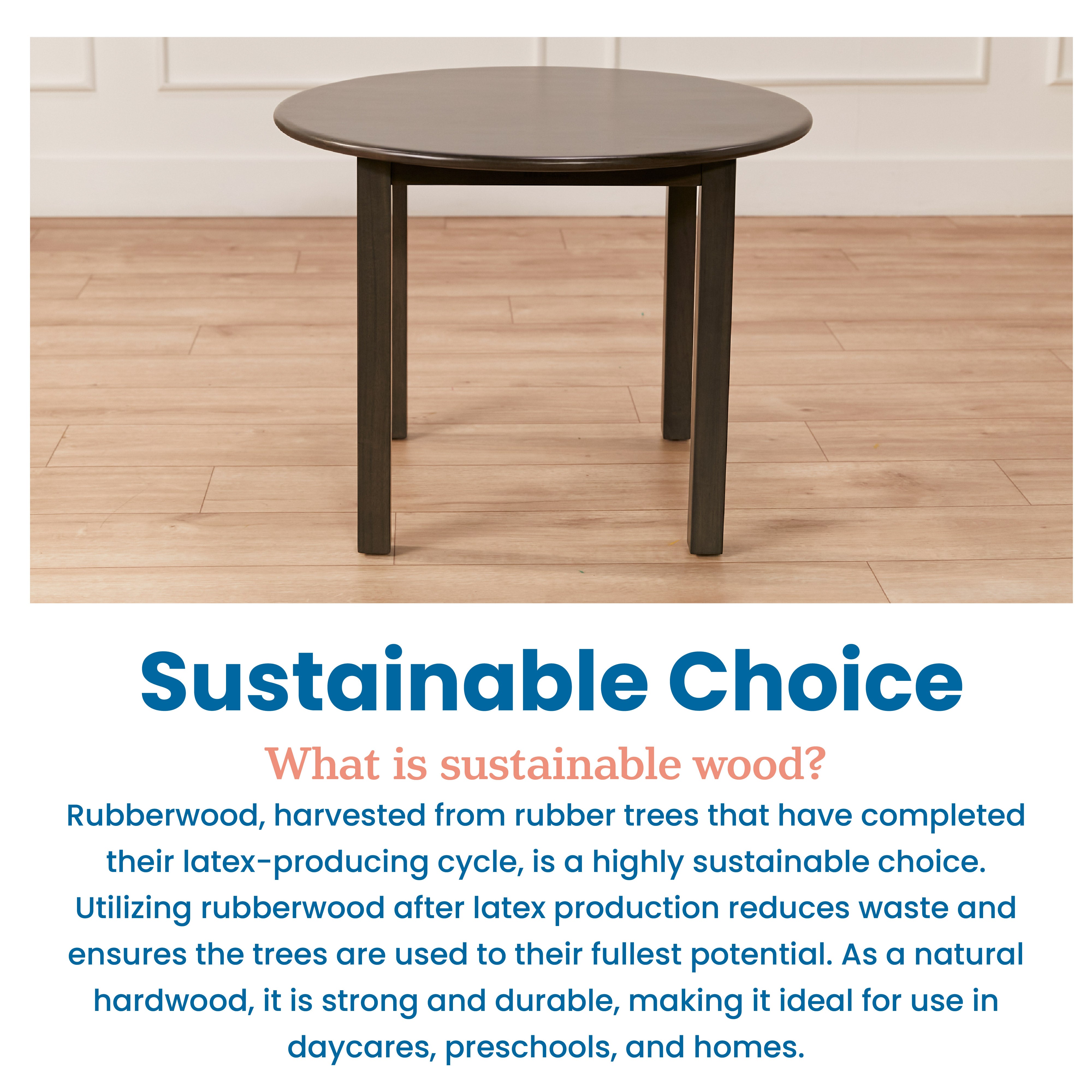 30in D Round Hardwood Table with 22in Legs