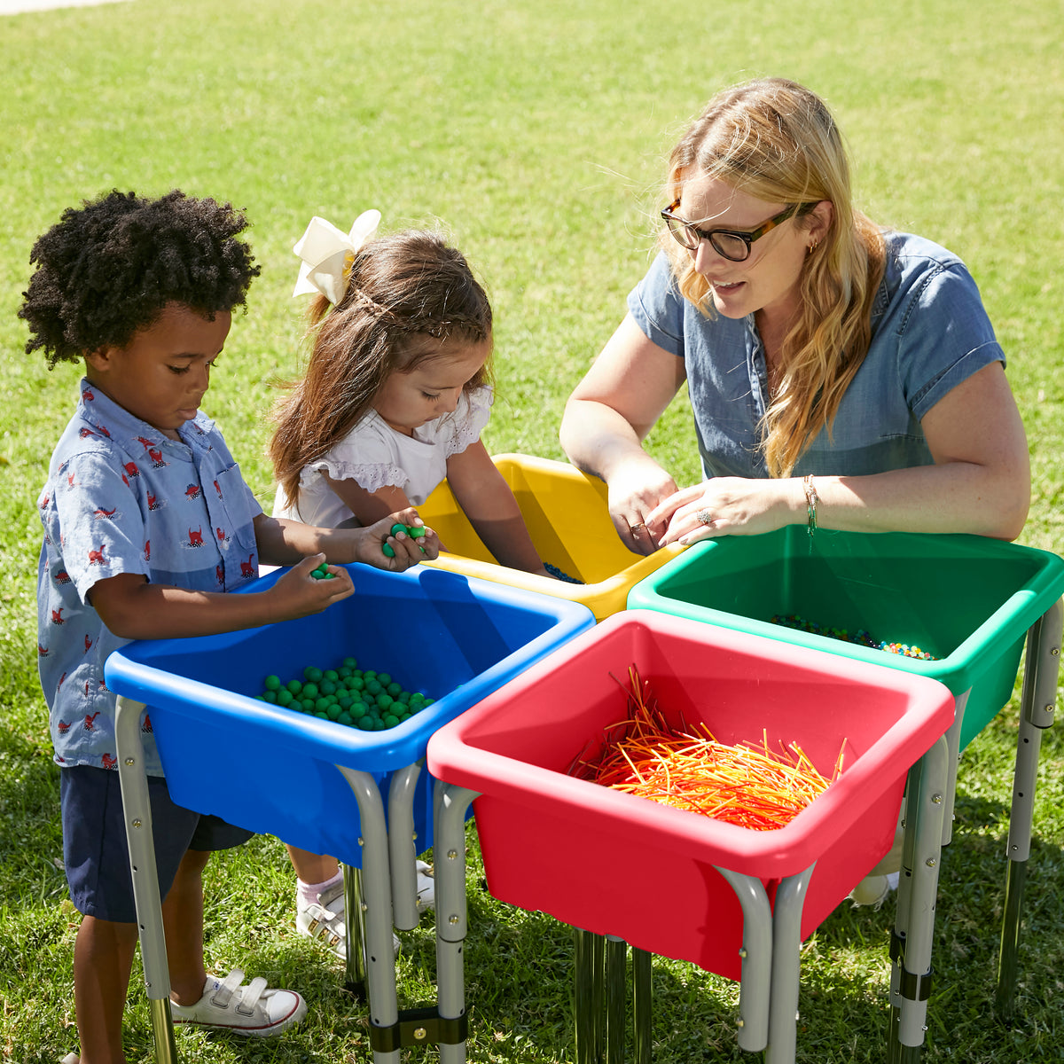Stackable Square Bins with Non-Snap Lids, 2-Pack