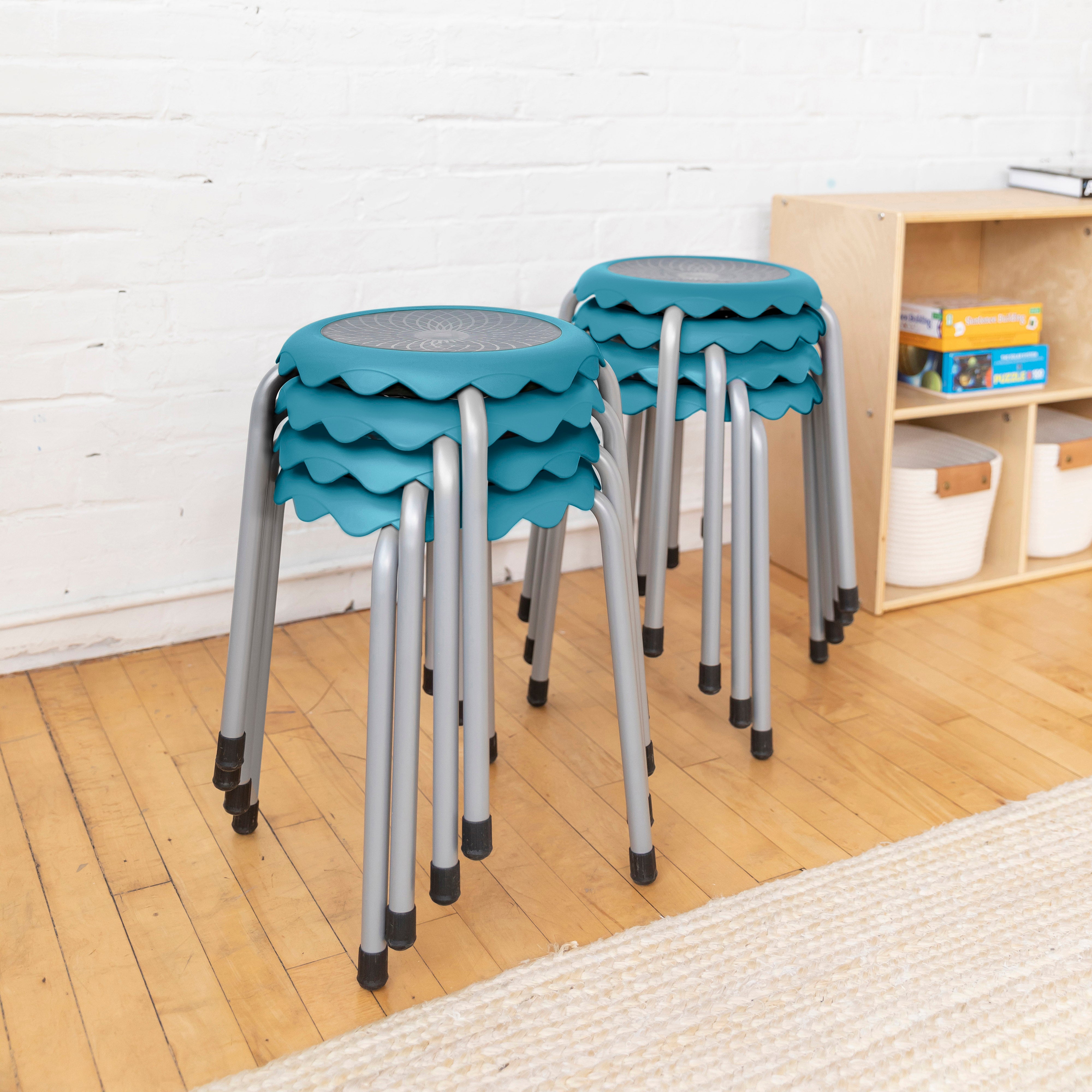 Daisy Stackable Stool with Glides Seating Set, 8-Piece