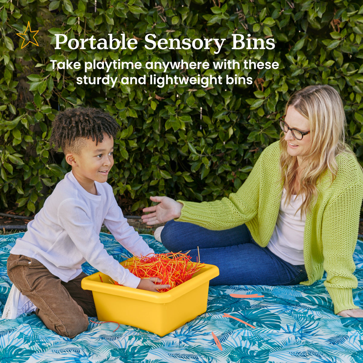 Stackable Square Bins with Non-Snap Lids, 2-Pack