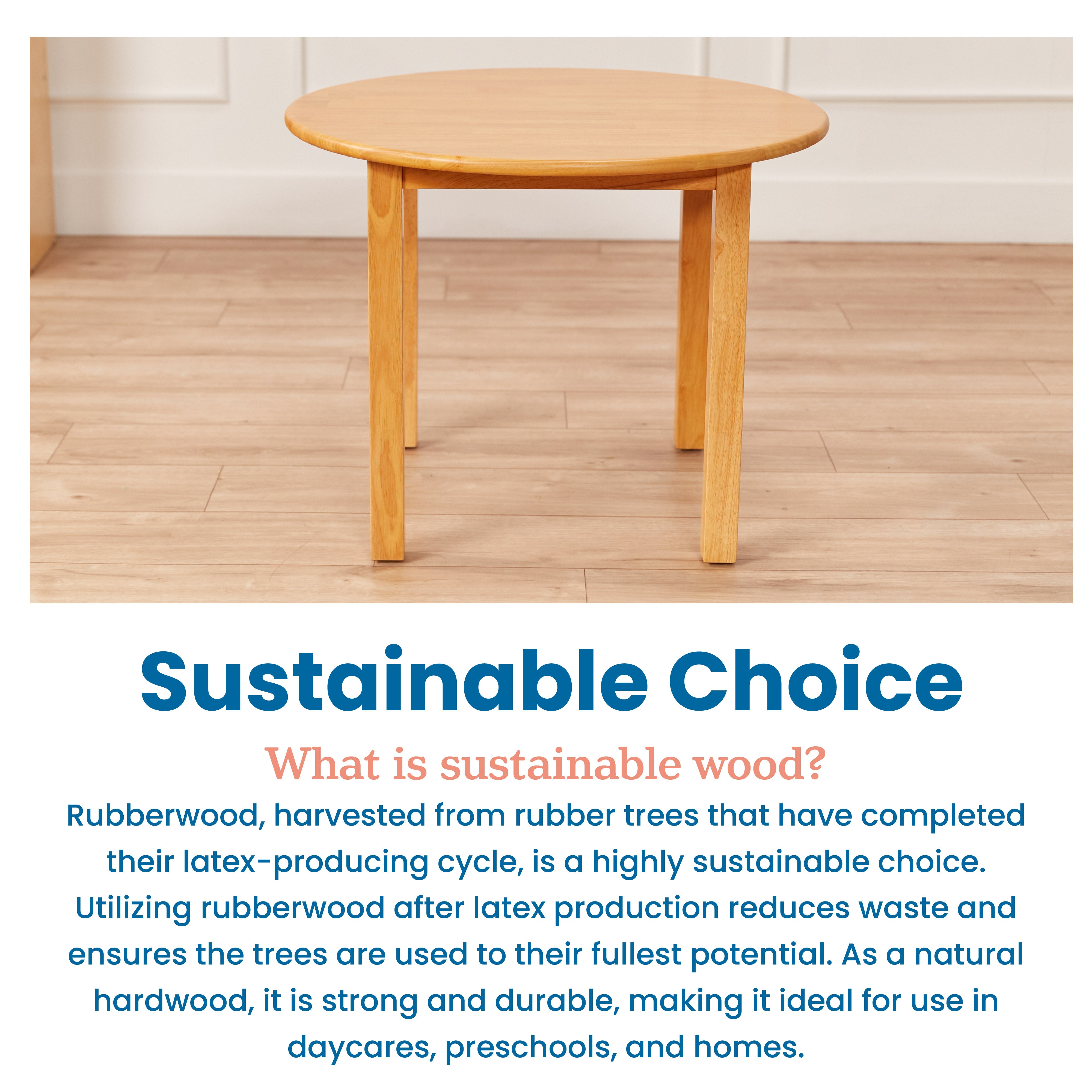 30in D Round Hardwood Table with 22in Legs