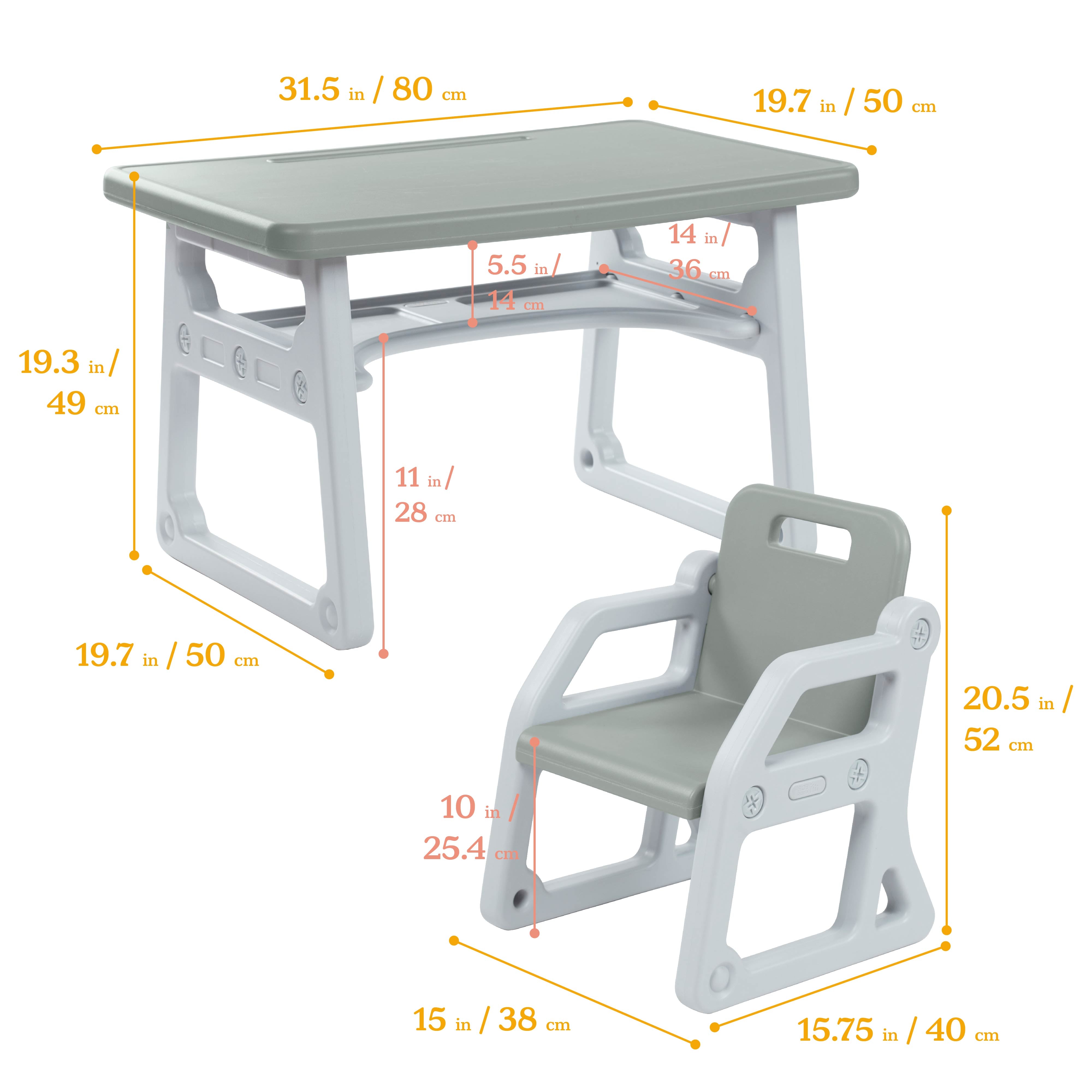 Toddler Plus Desk and Chair, 2-Piece
