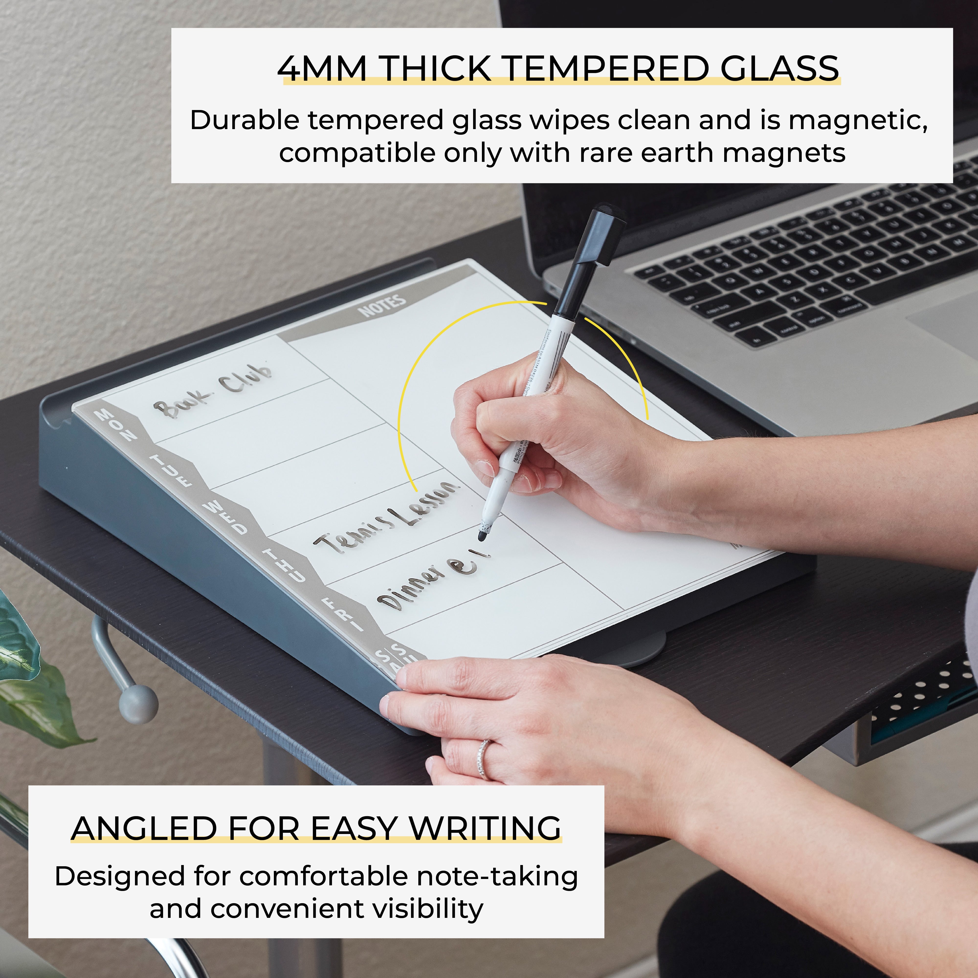 MessageStor Dry-Erase Glass Board Memo Station