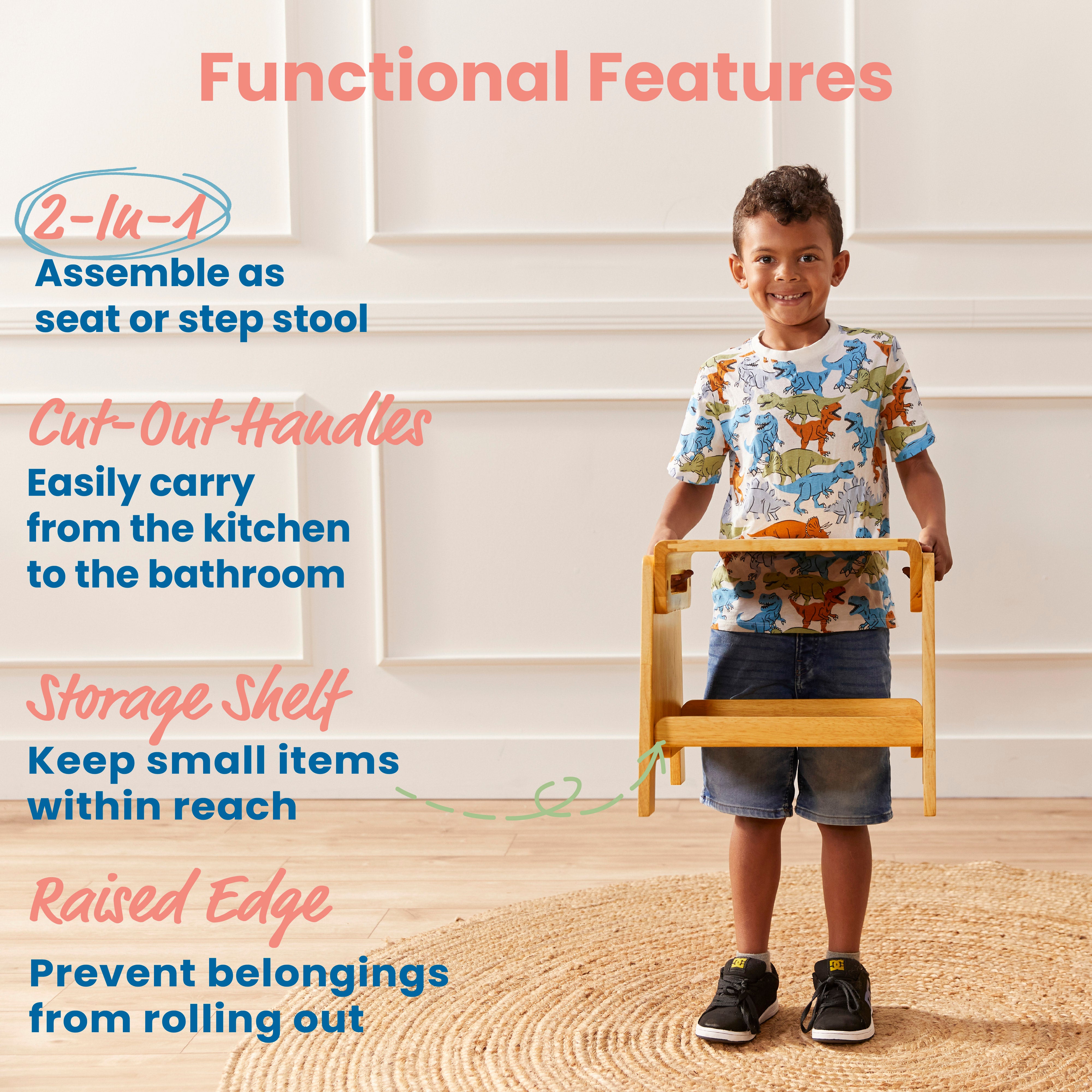 Sit or Step Stool, Kids Furniture, Natural