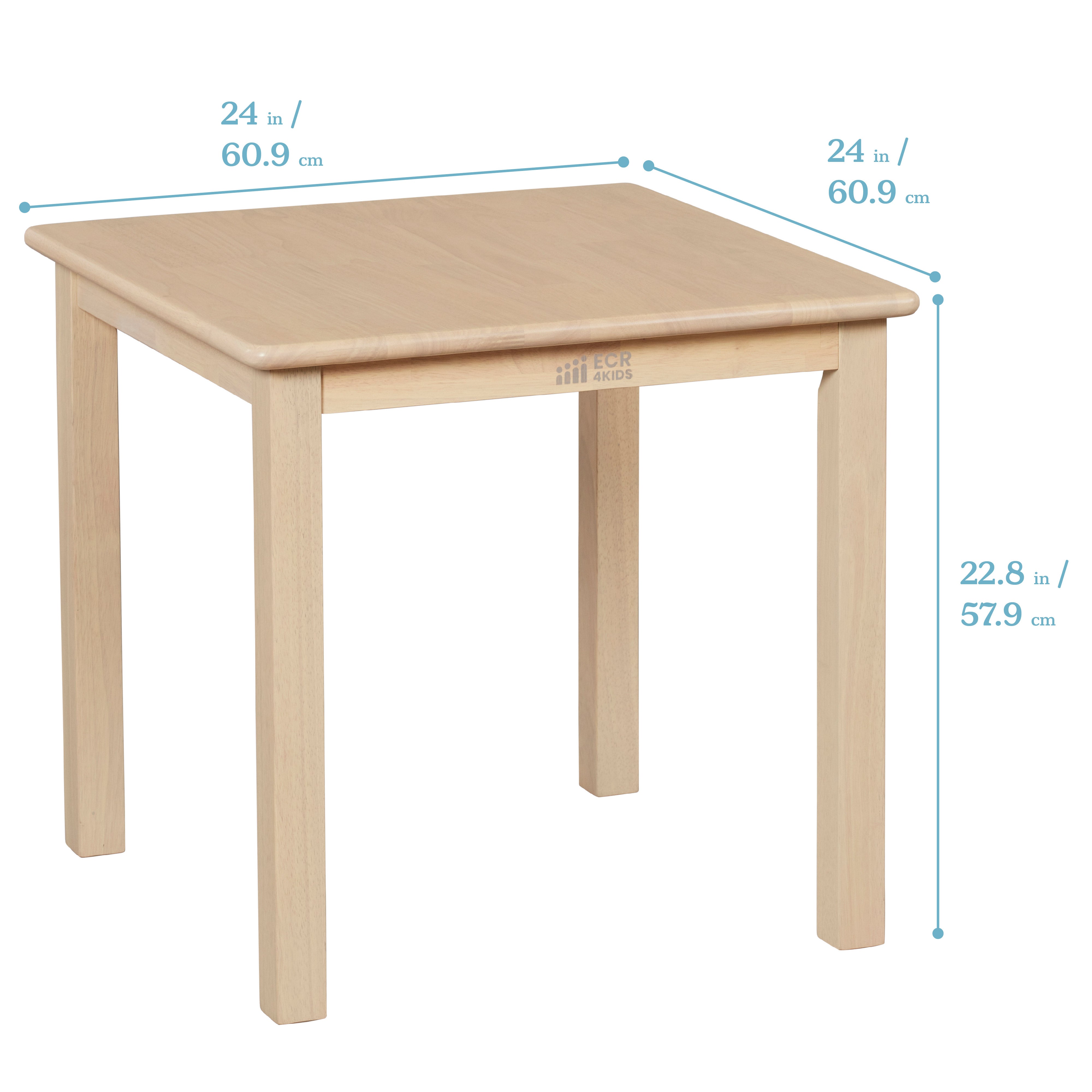 24in Square Hardwood Table with 22in Legs, Kids Furniture