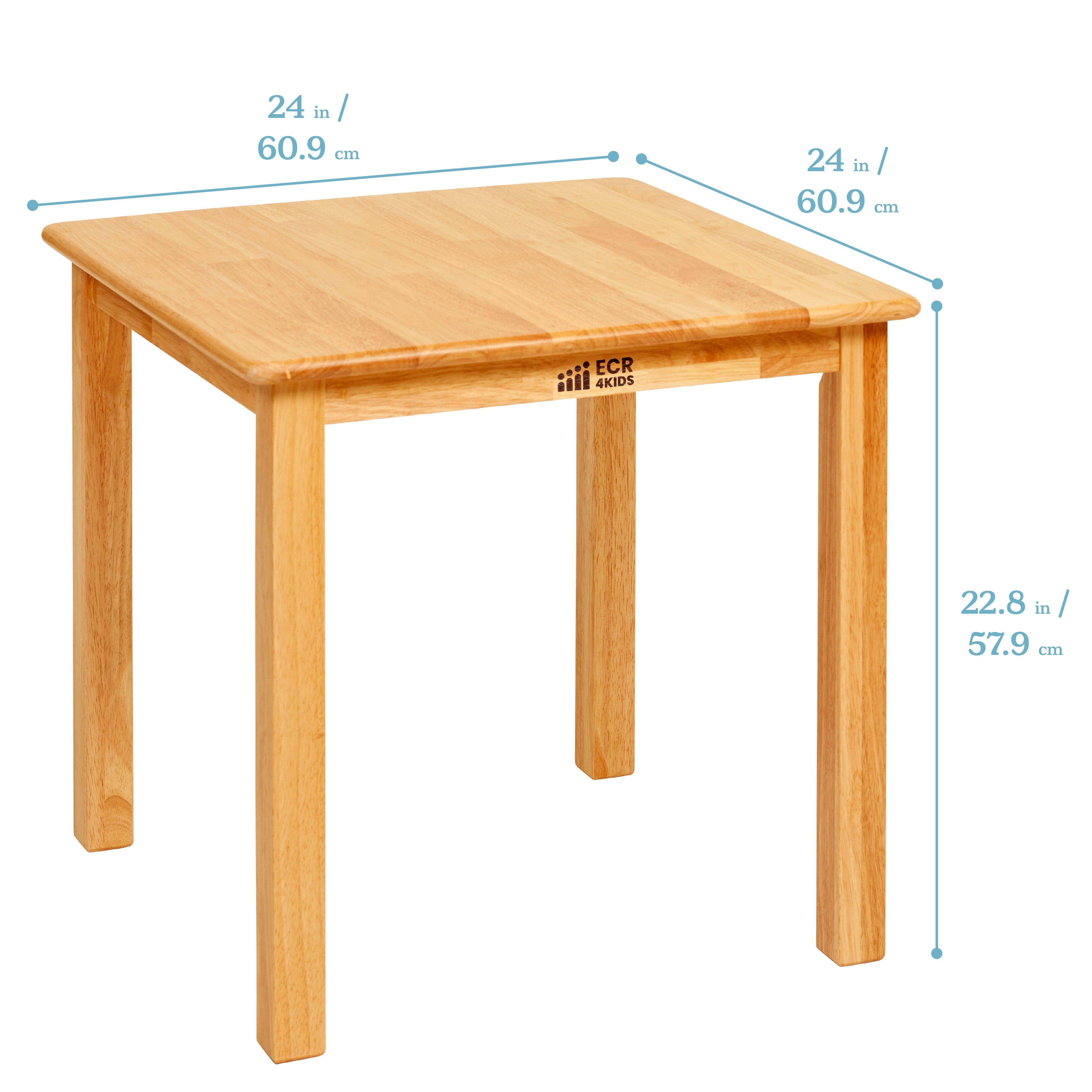 24in Square Hardwood Table with 22in Legs, Kids Furniture
