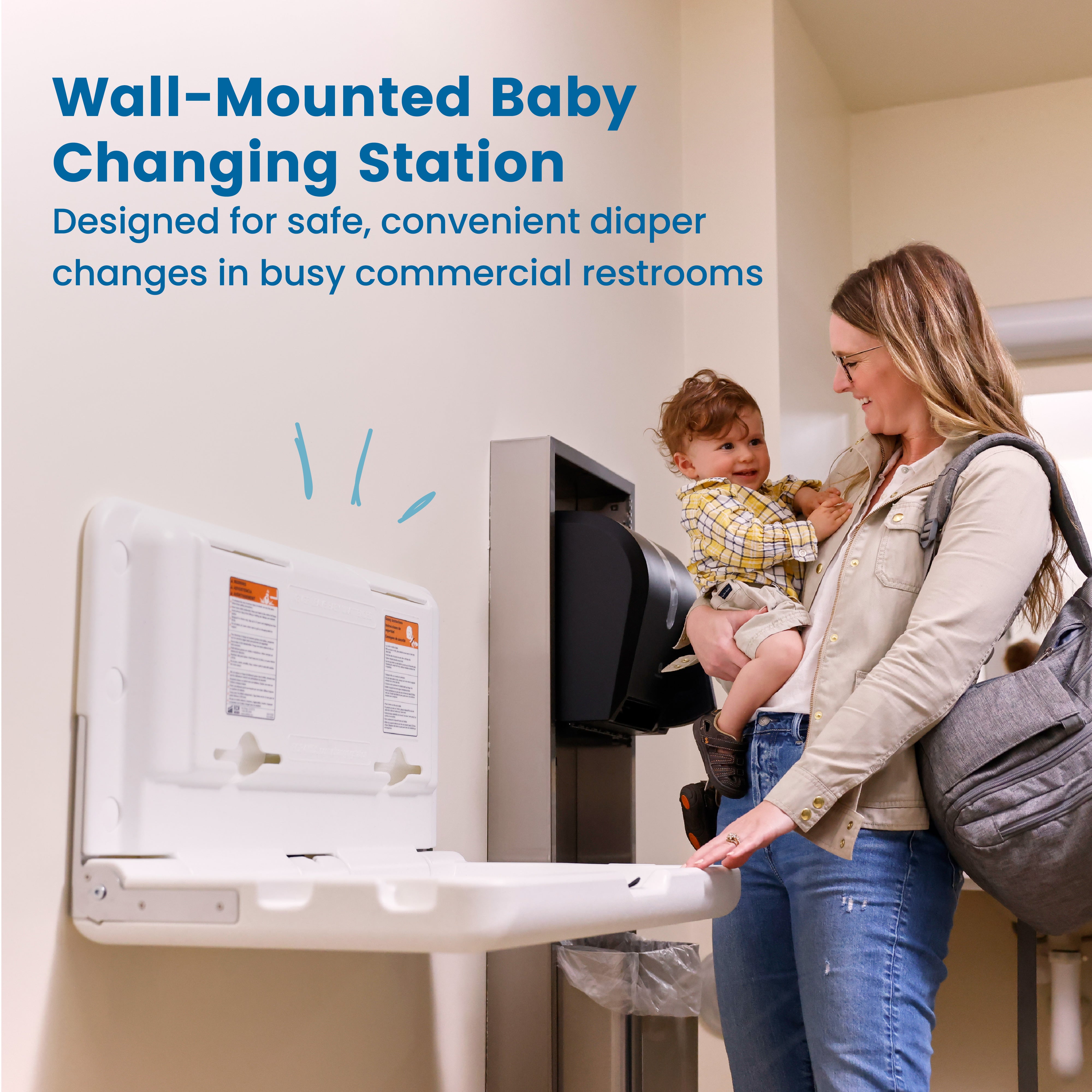 Horizontal Wall-Mounted Diaper Changing Station