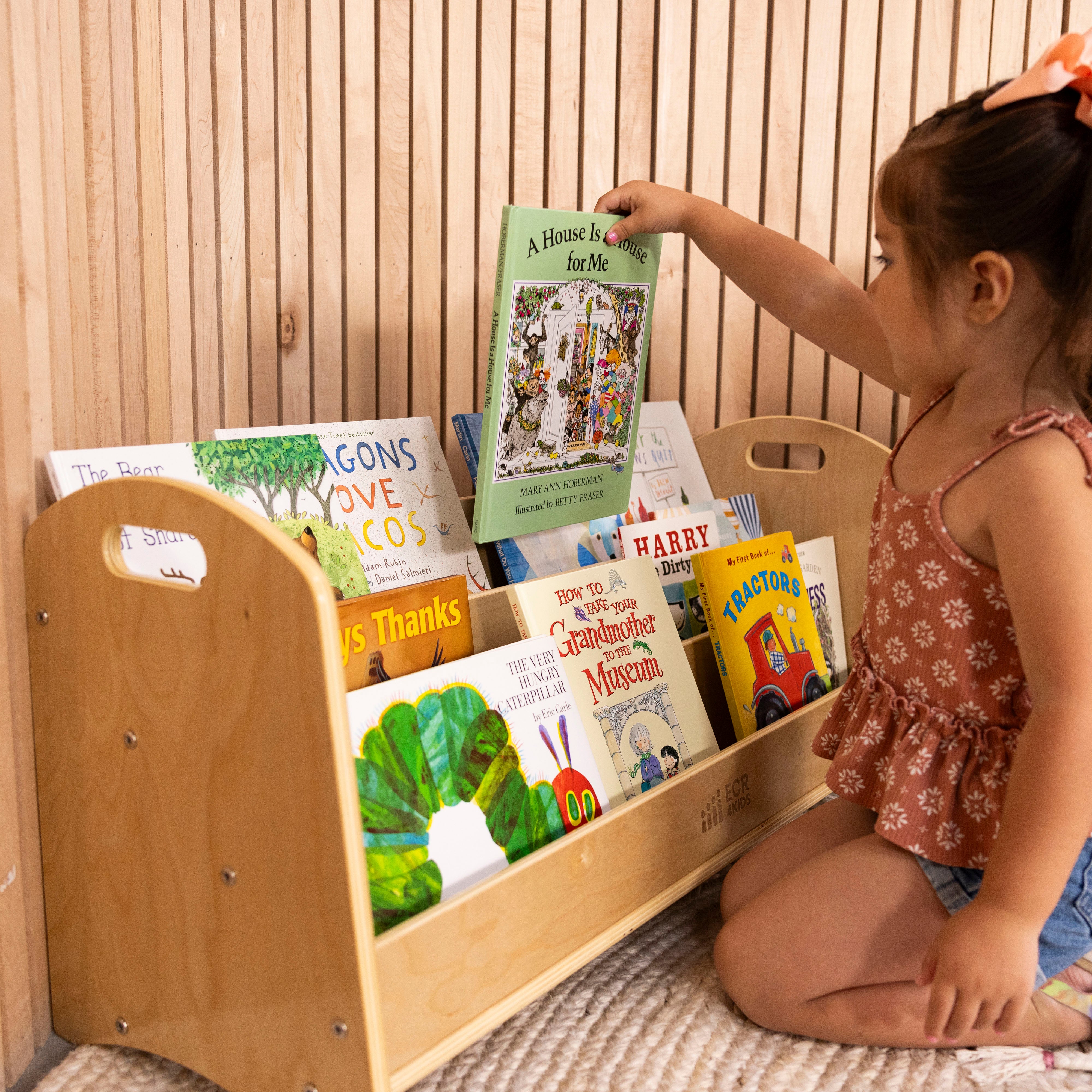 3-Shelf Floor Book Display with Handles