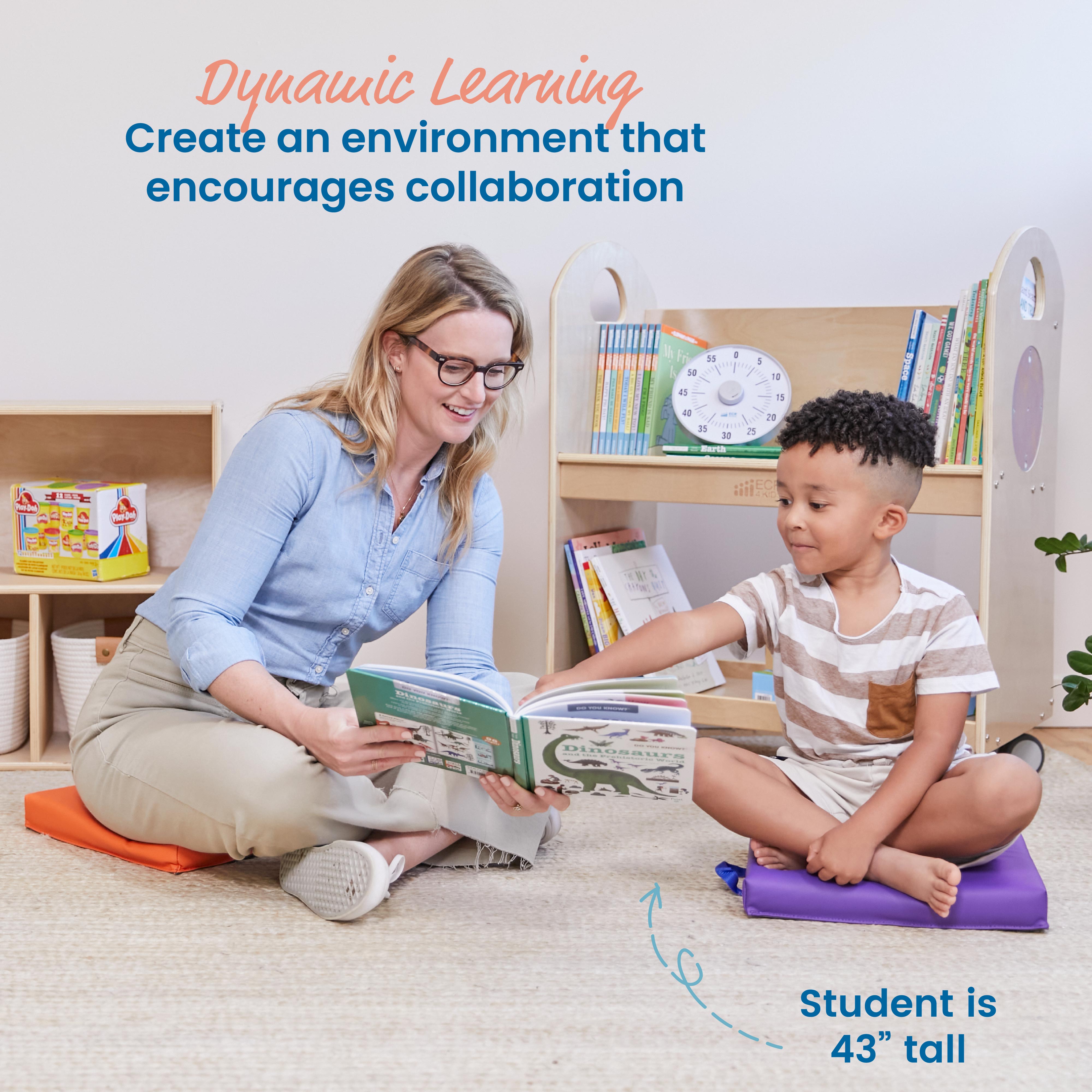 Square Floor Cushions and Mobile Cushion Cart, 12-Piece