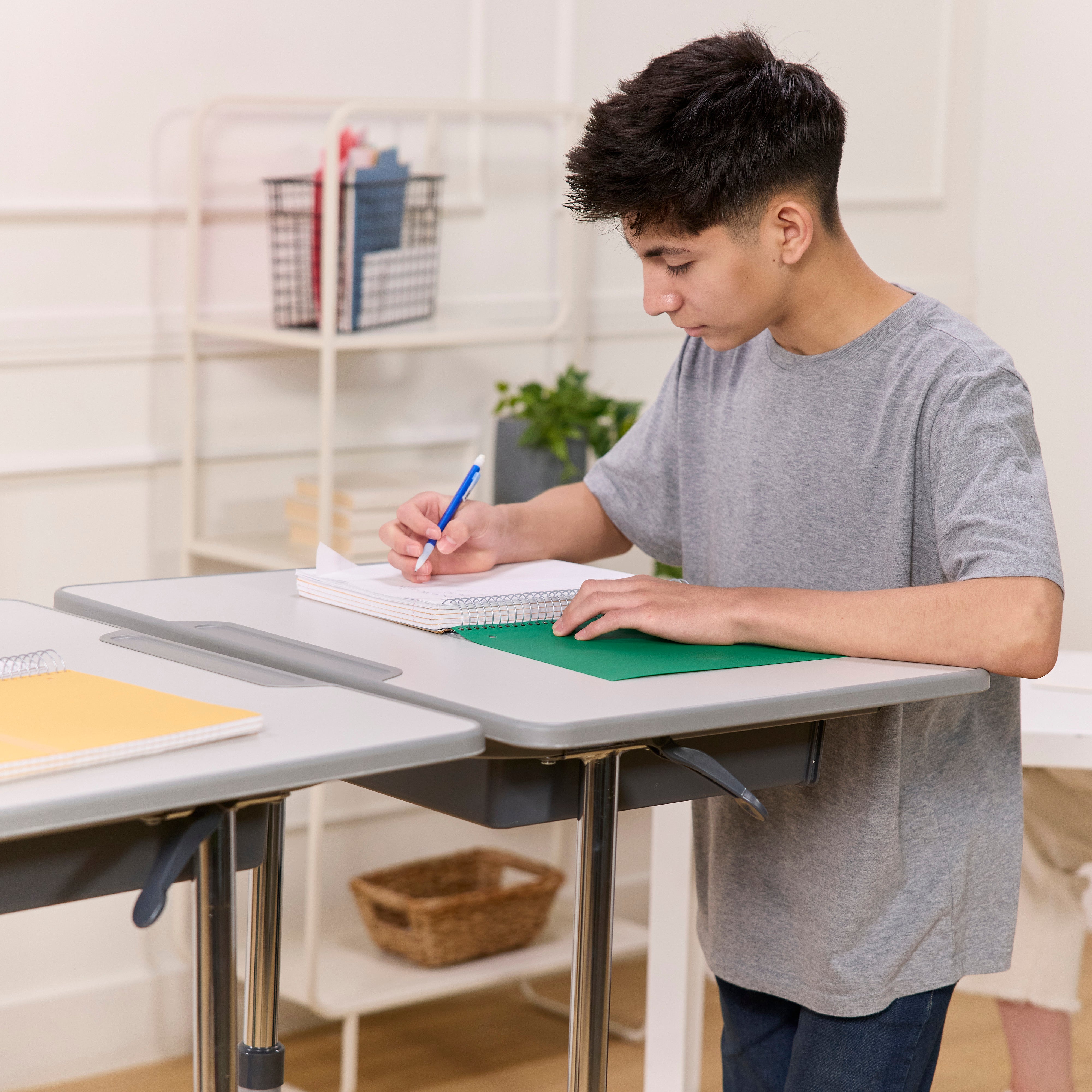 3S Mobile Open Front Desk, Sit Stand and Store, Adjustable