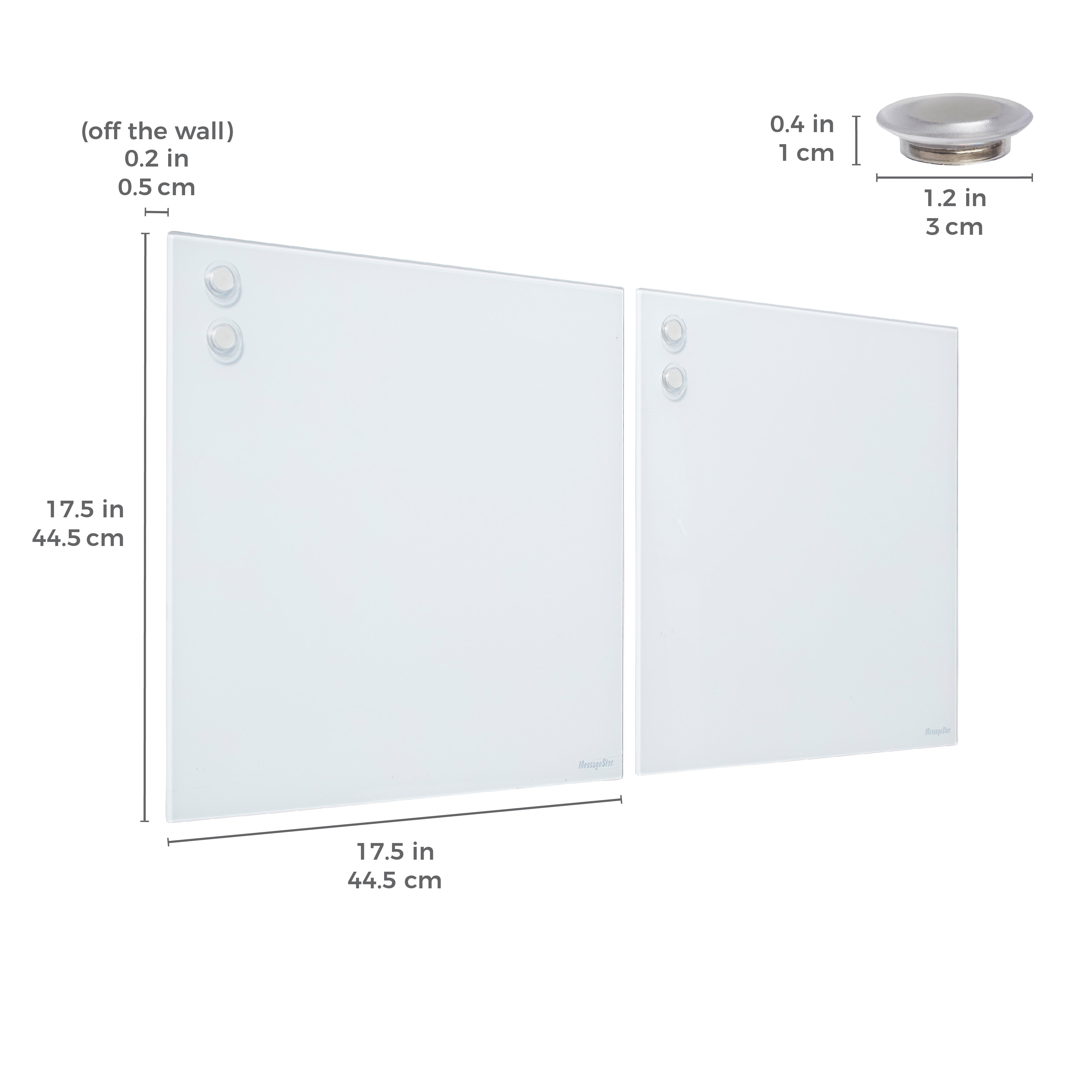 MessageStor Magnetic Dry-Erase Glass Board with Magnets, 17.5in x 17.5in, 2-Pack