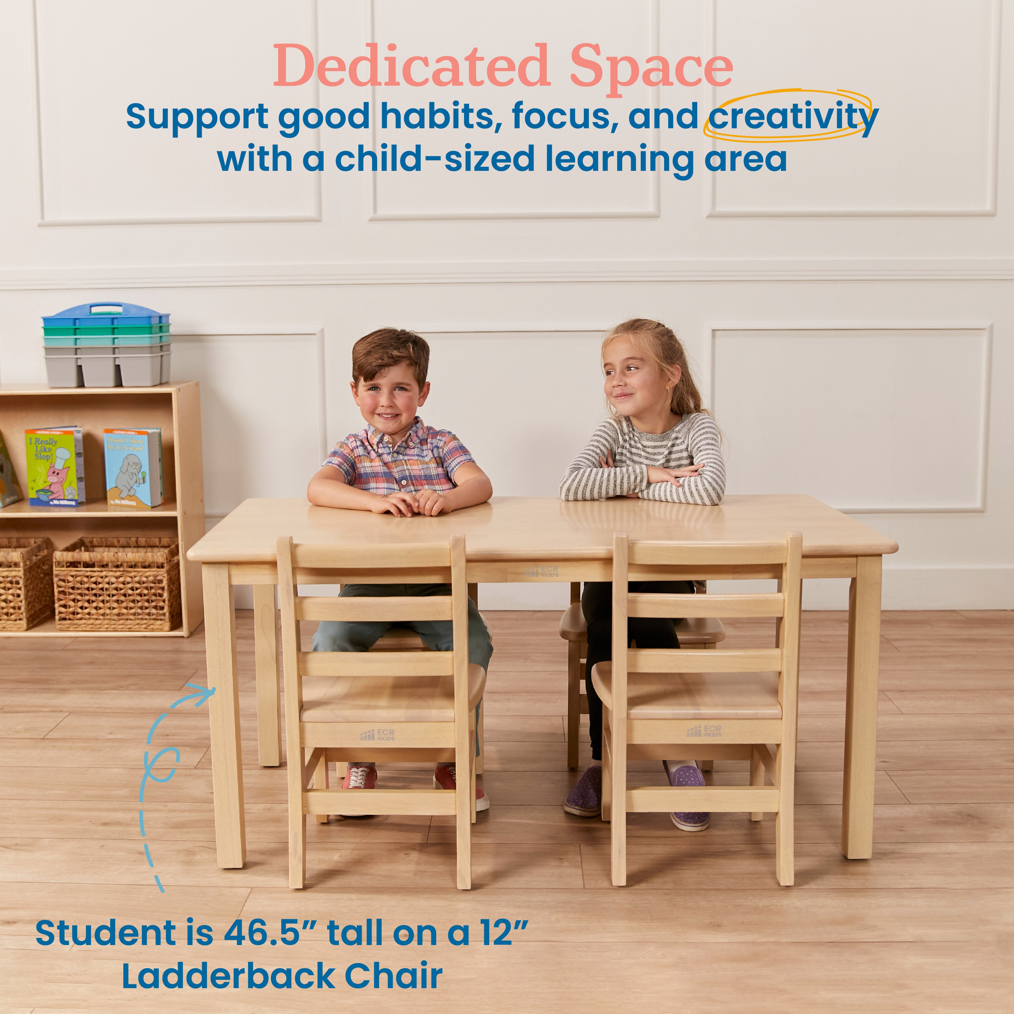 24in x 48in Rectangular Hardwood Table with 22in Legs