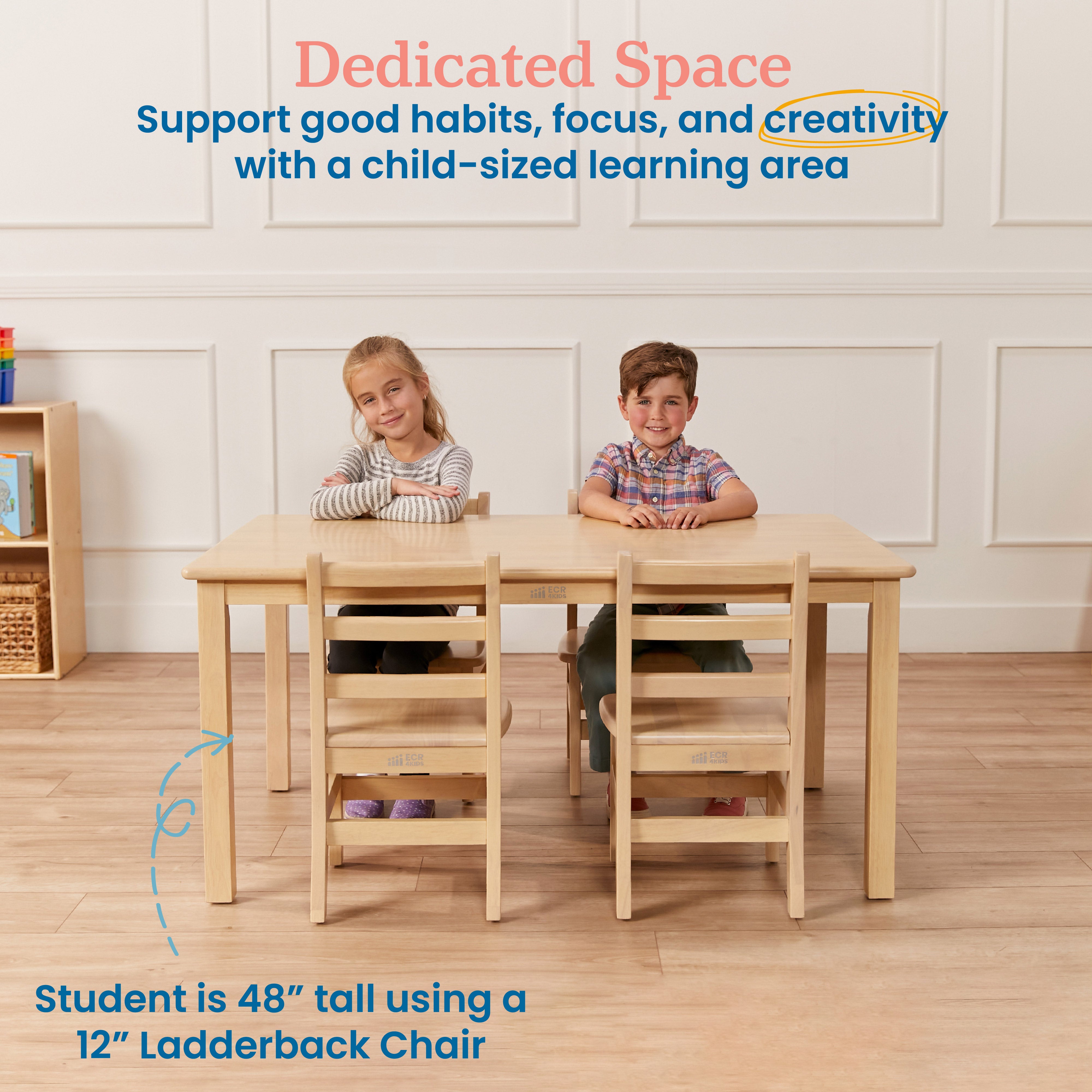 30in x 48in Rectangular Hardwood Table with 22in Legs