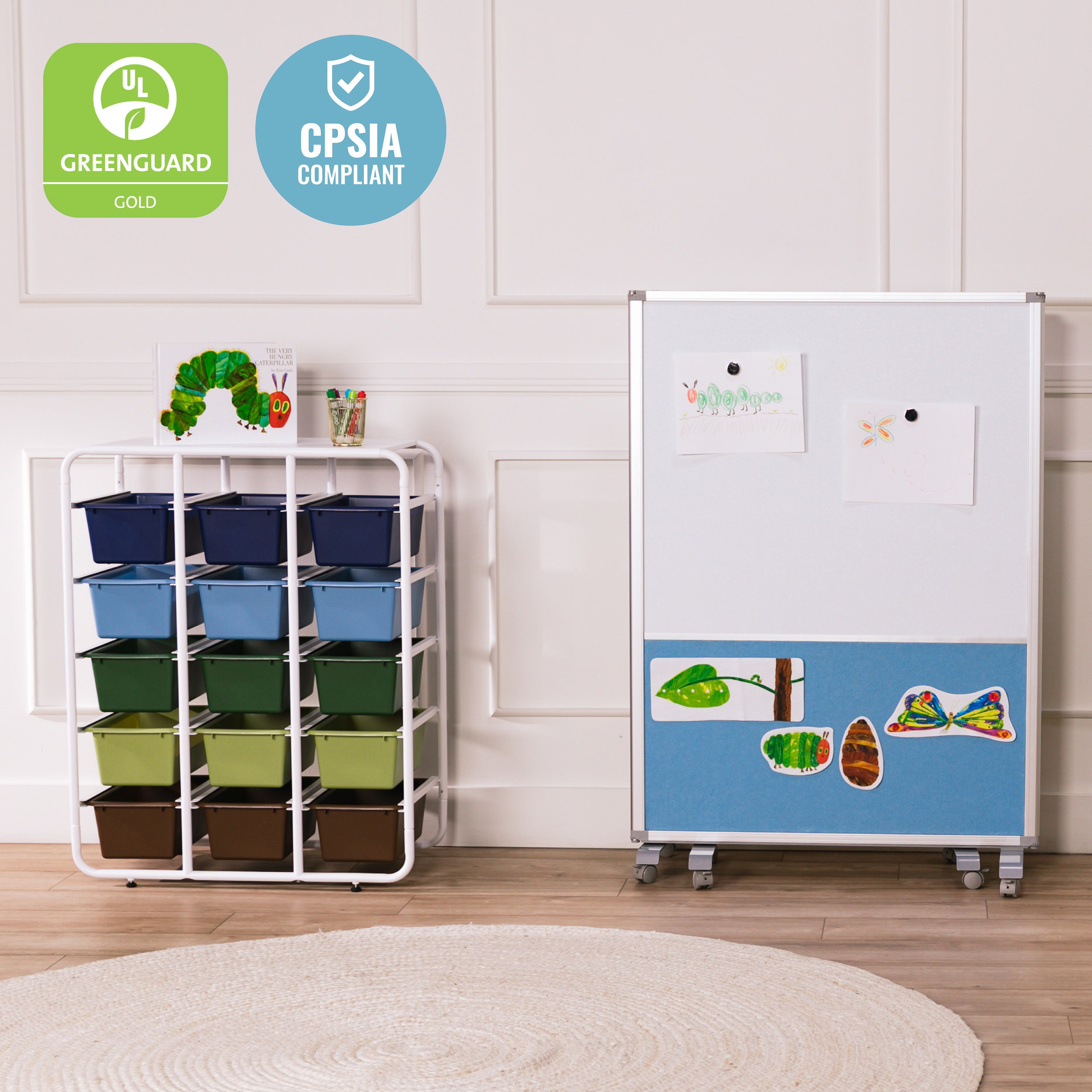 5-Tier Storage Rack with 15 Cubby Bins 5x3