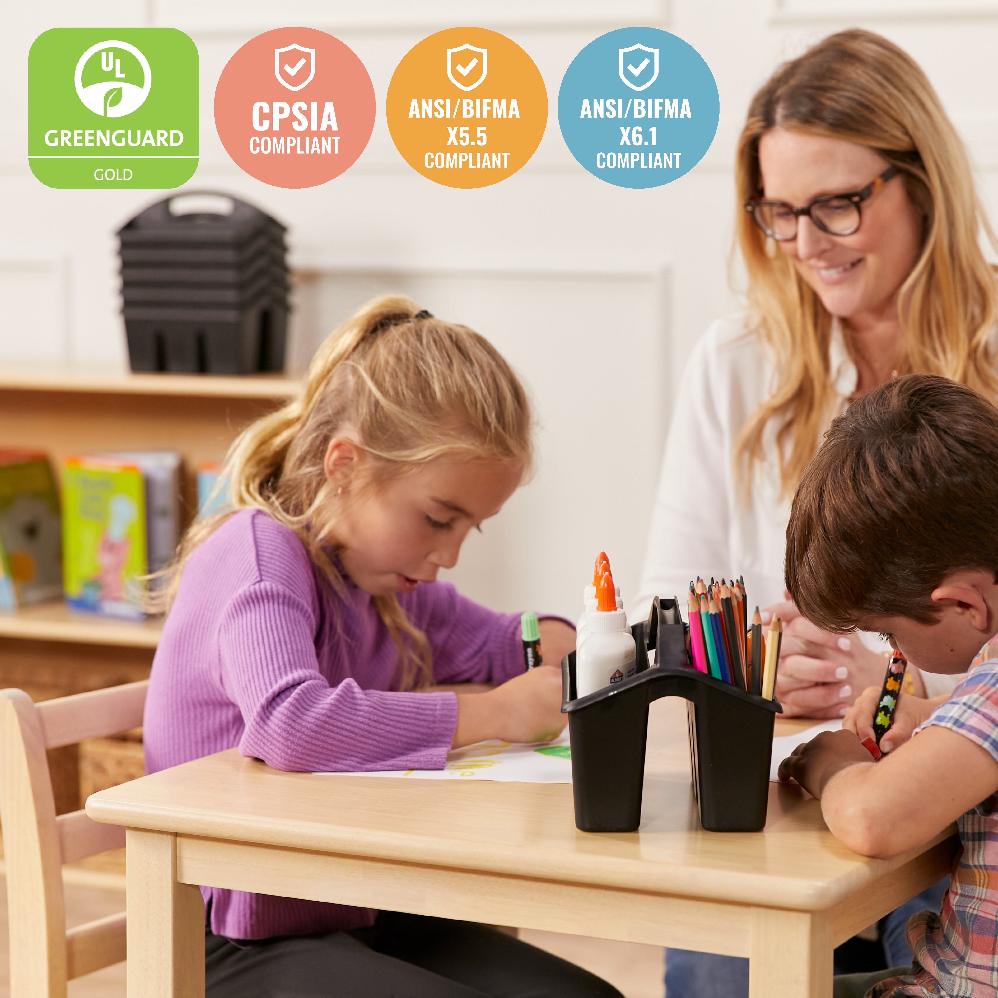 24in x 24in Hardwood Table and Chair Set, 12in Seat Height, 3-Piece