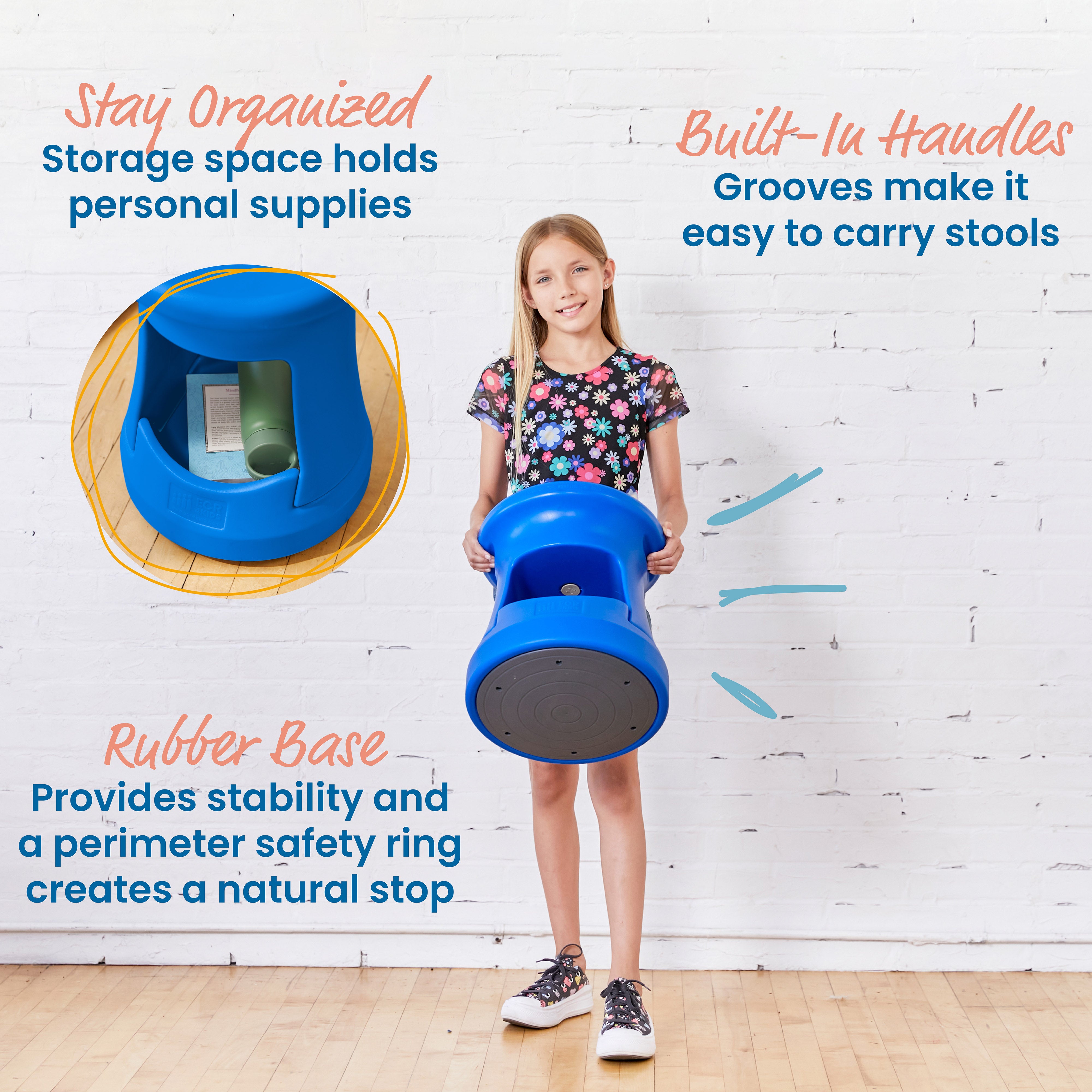 Storage Wobble Stool, 15in Seat Height