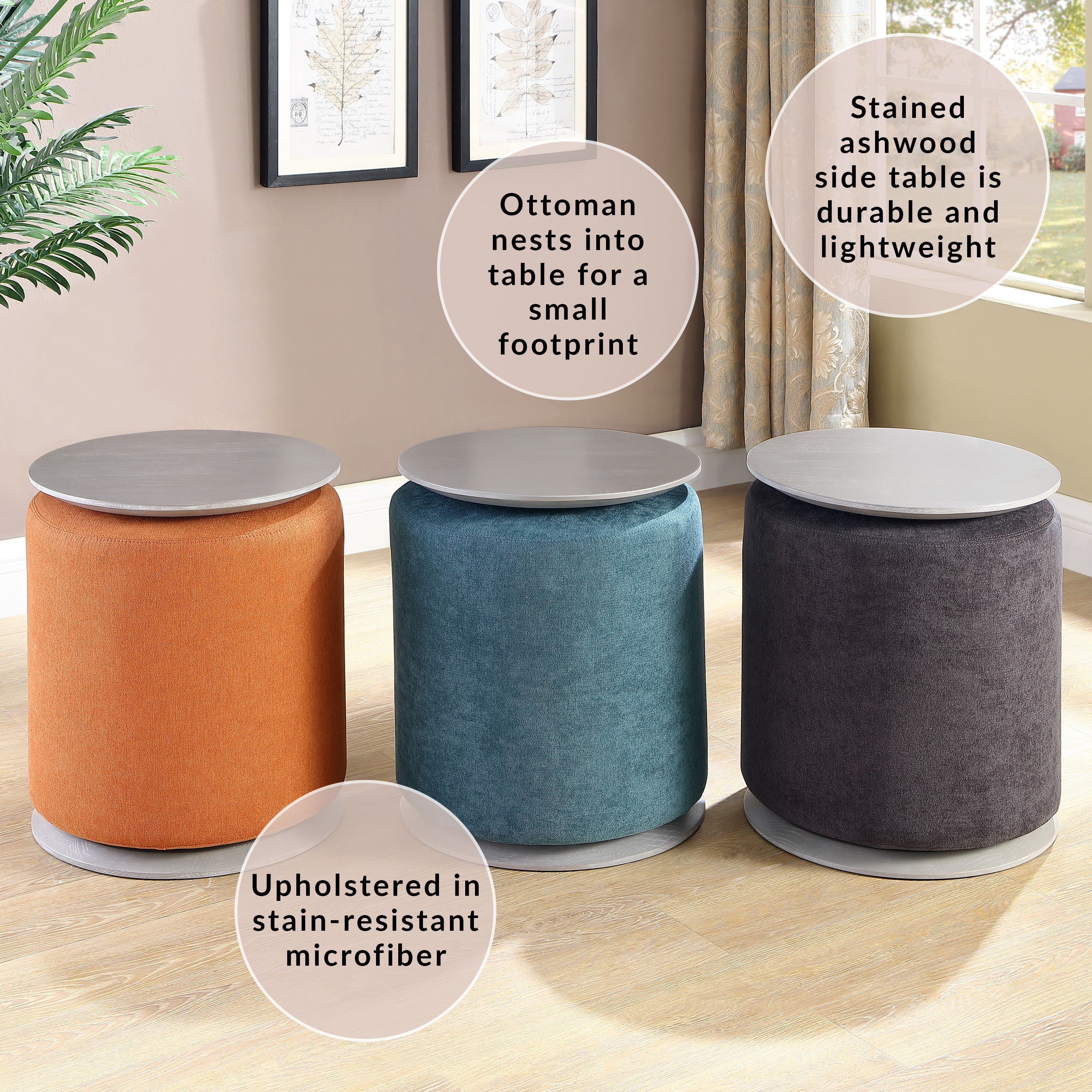 Ashwood Table with Fabric Ottoman, 2-Piece