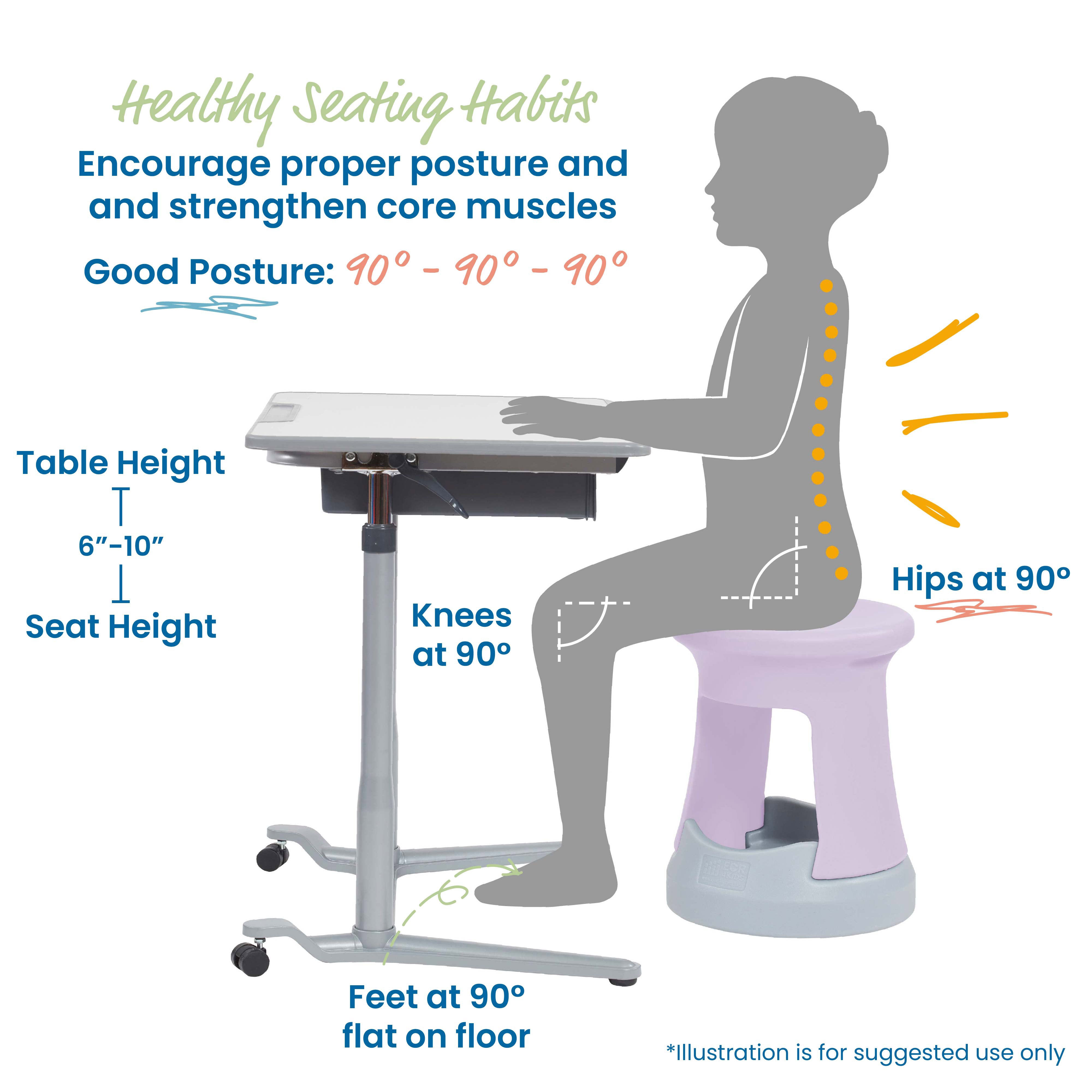 Storage Wobble Stool, 18in Seat Height