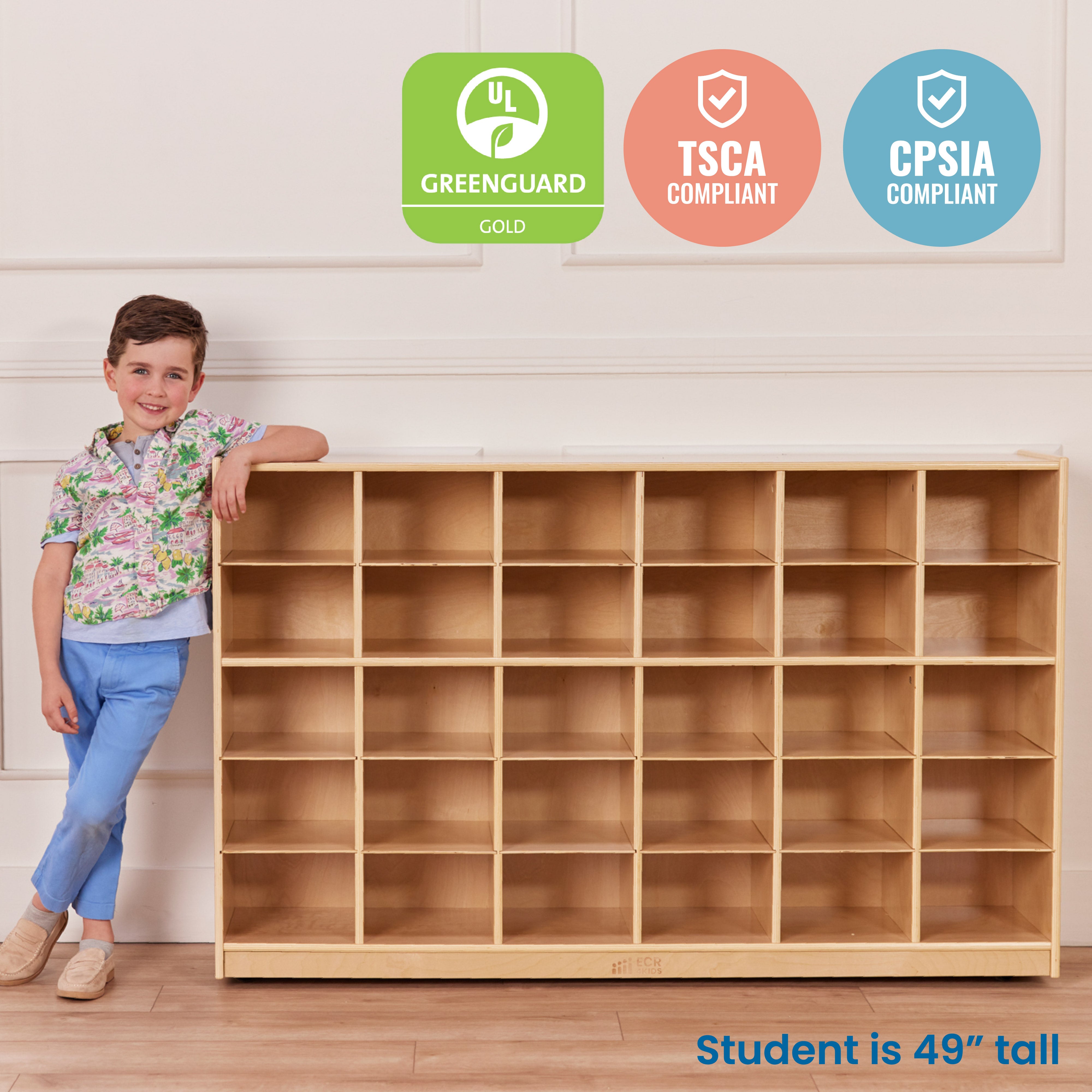 30 Cubby Mobile Tray Storage Cabinet, 5x6