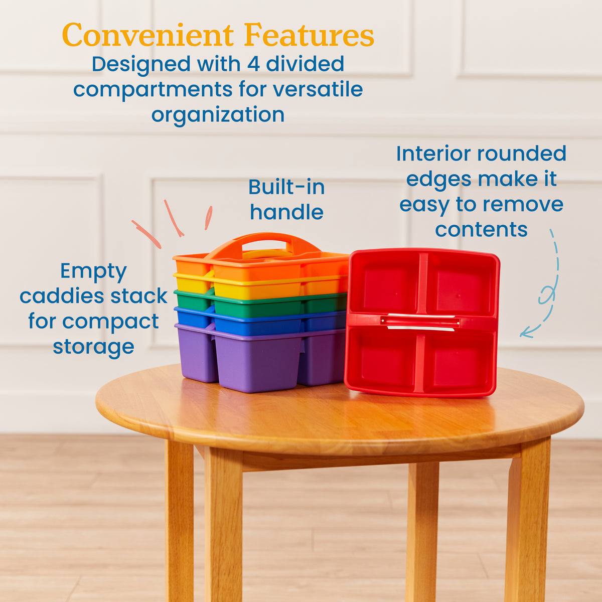 4-Compartment Medium Plastic Caddy, 6-Pack