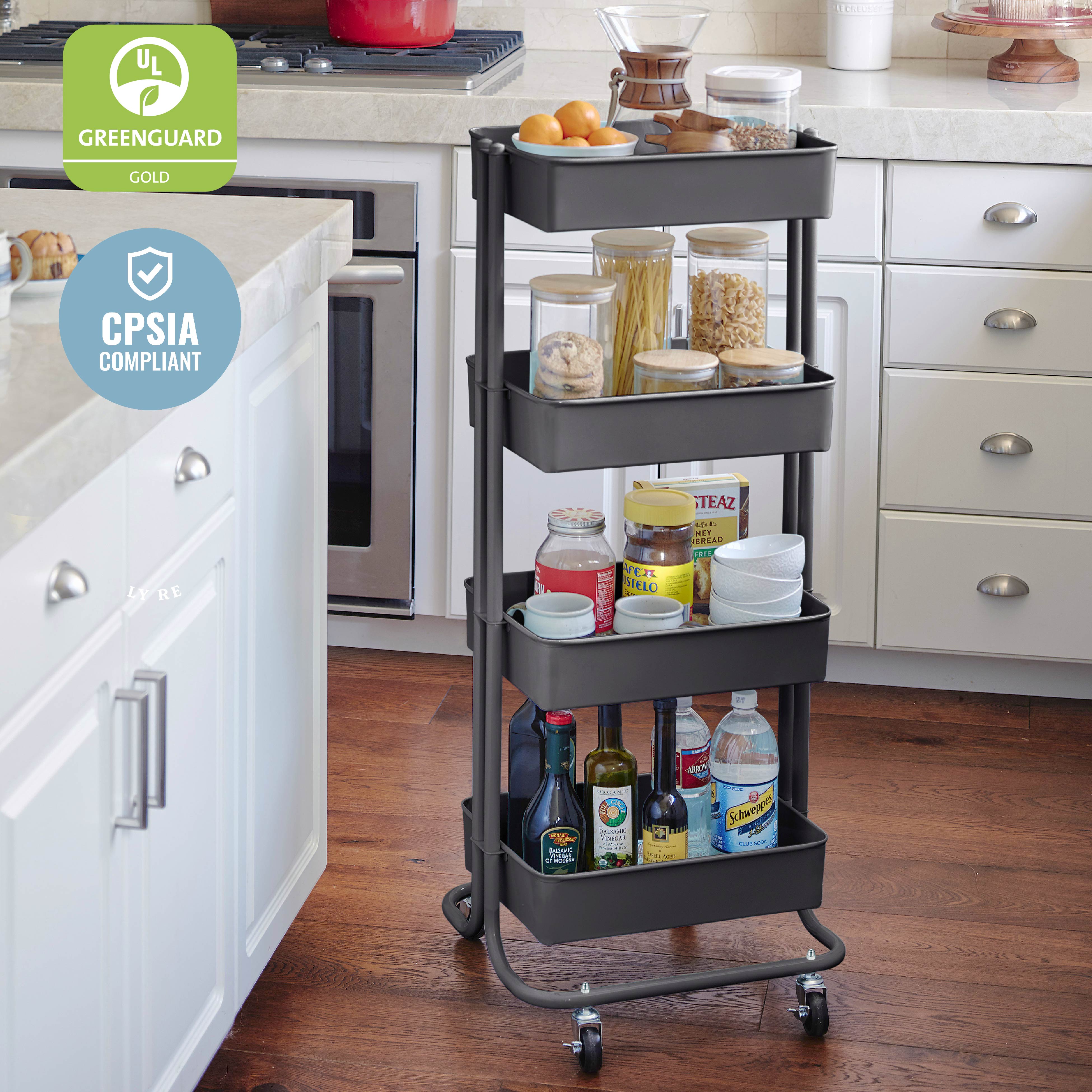 4-Tier Metal Rolling Utility Cart