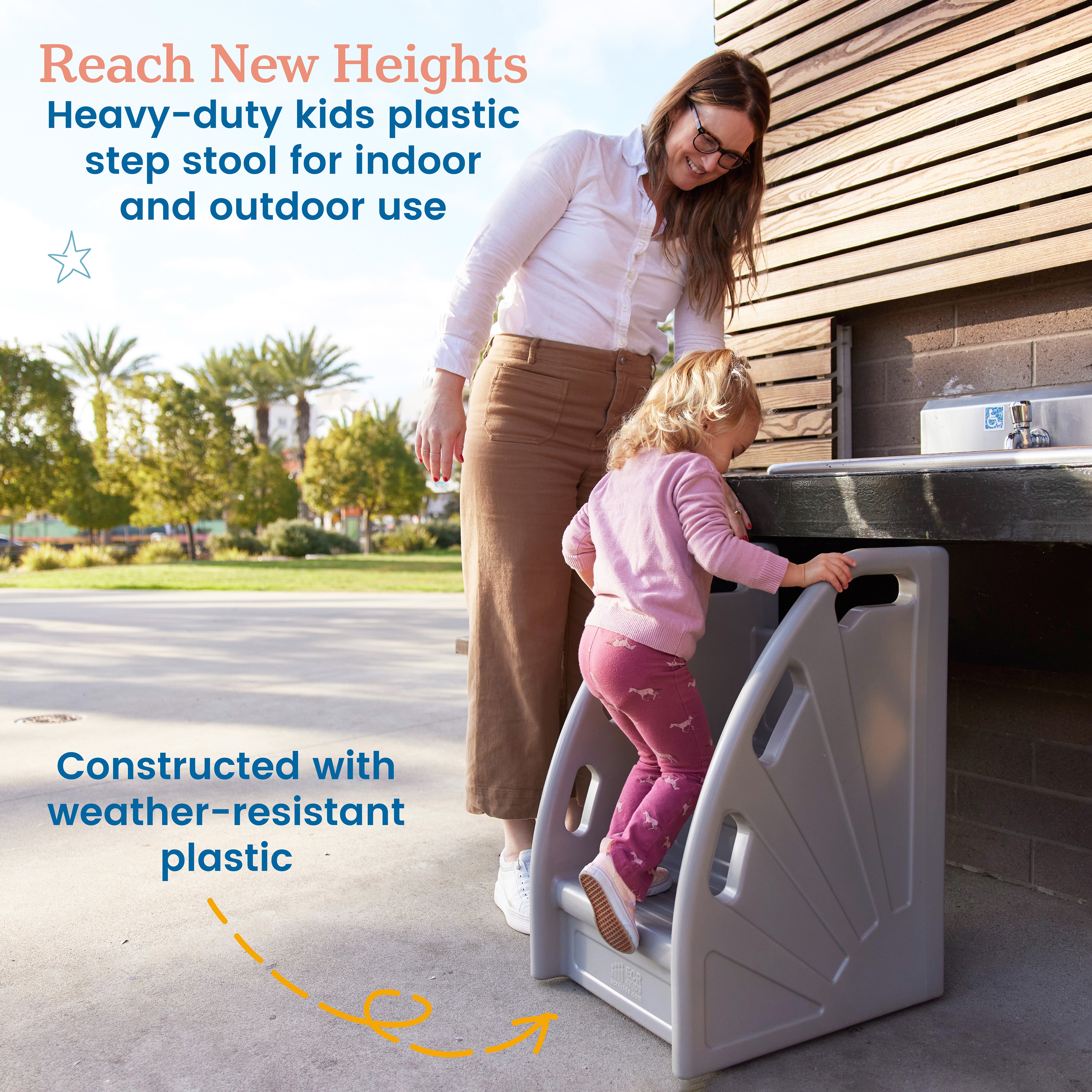 Kiddie Climb Plastic Step Stool with Handles, 2-Step