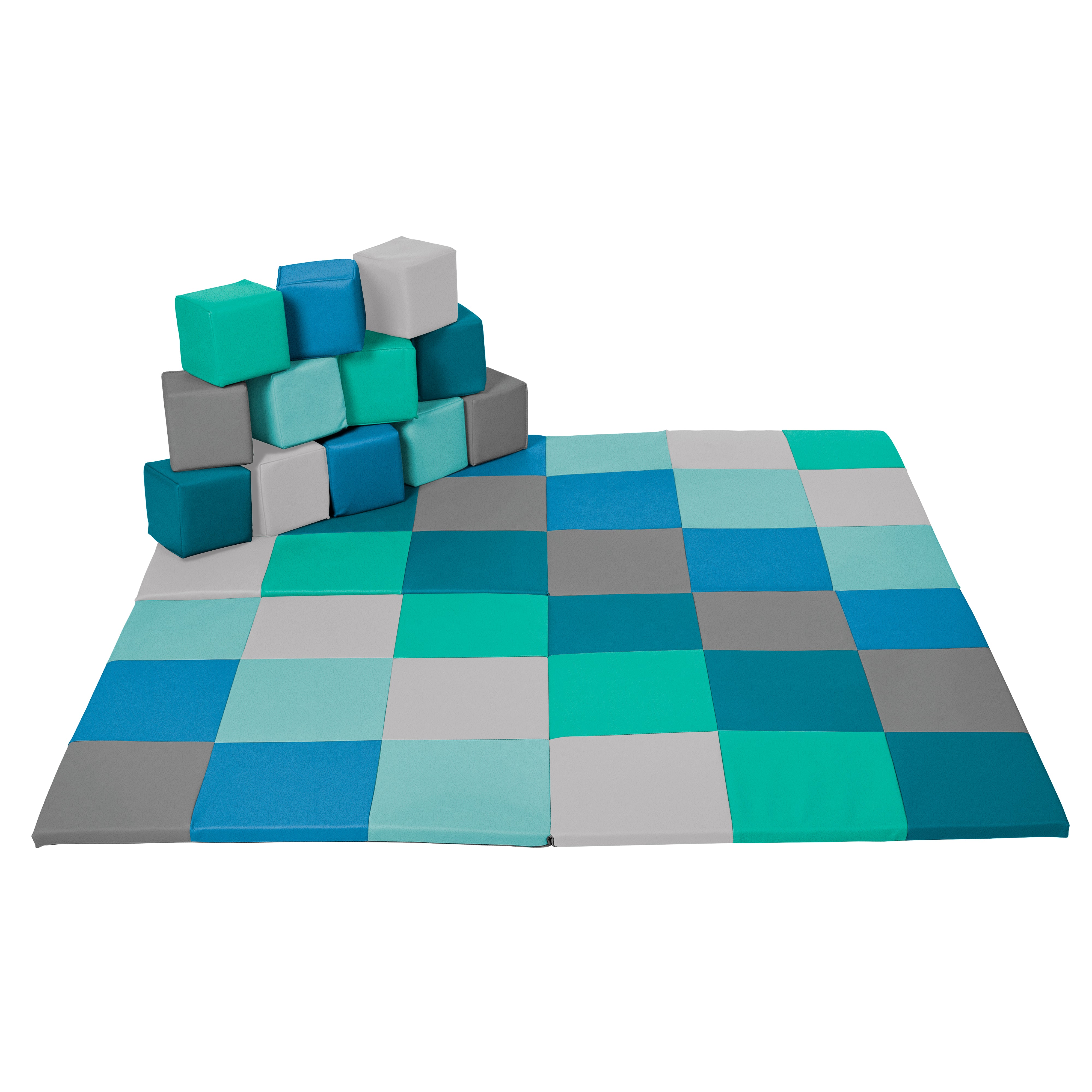 Patchwork Activity Mat and Toddler Blocks, 13-Piece