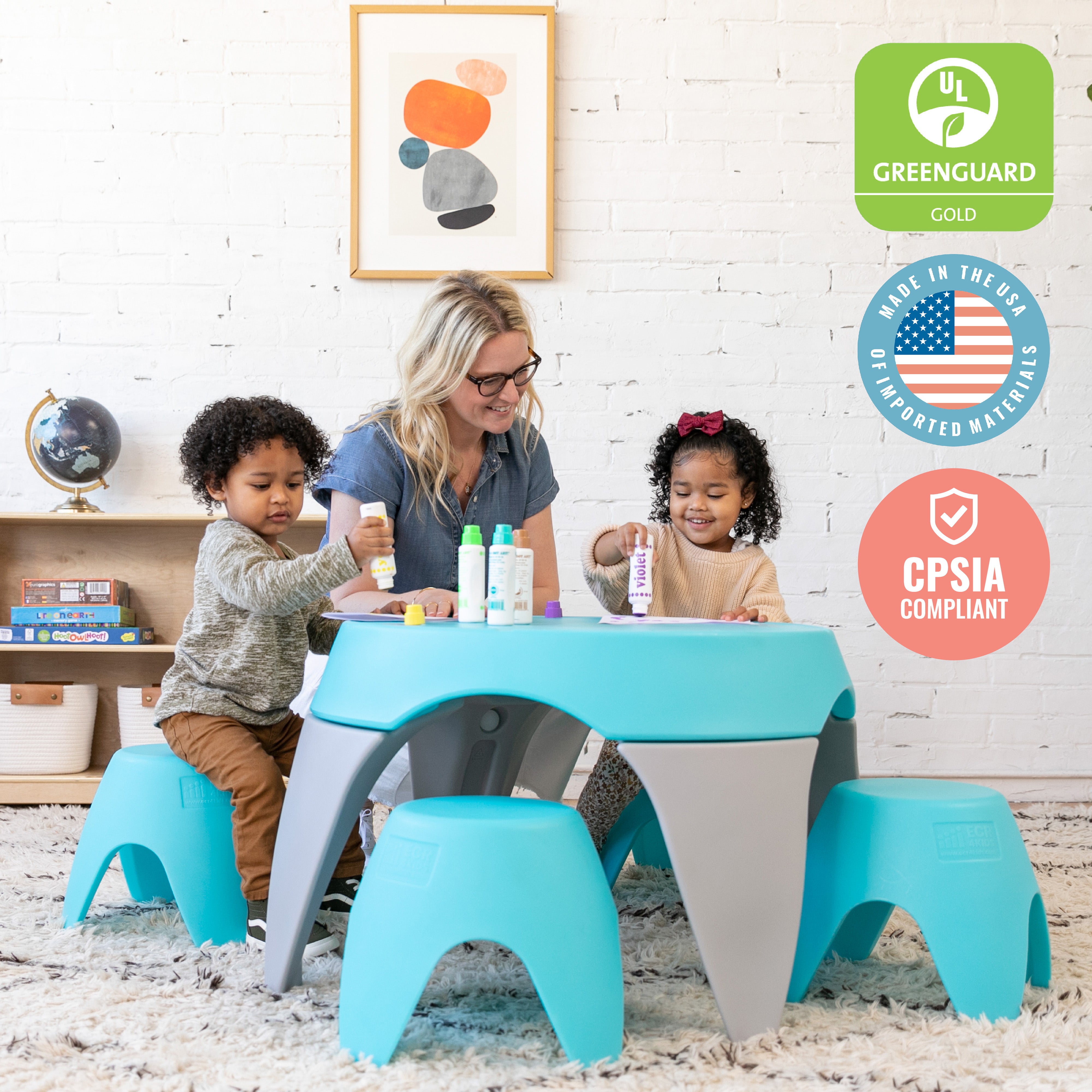 Ayana Table and Stool Set, Kids Furniture, 5-Piece