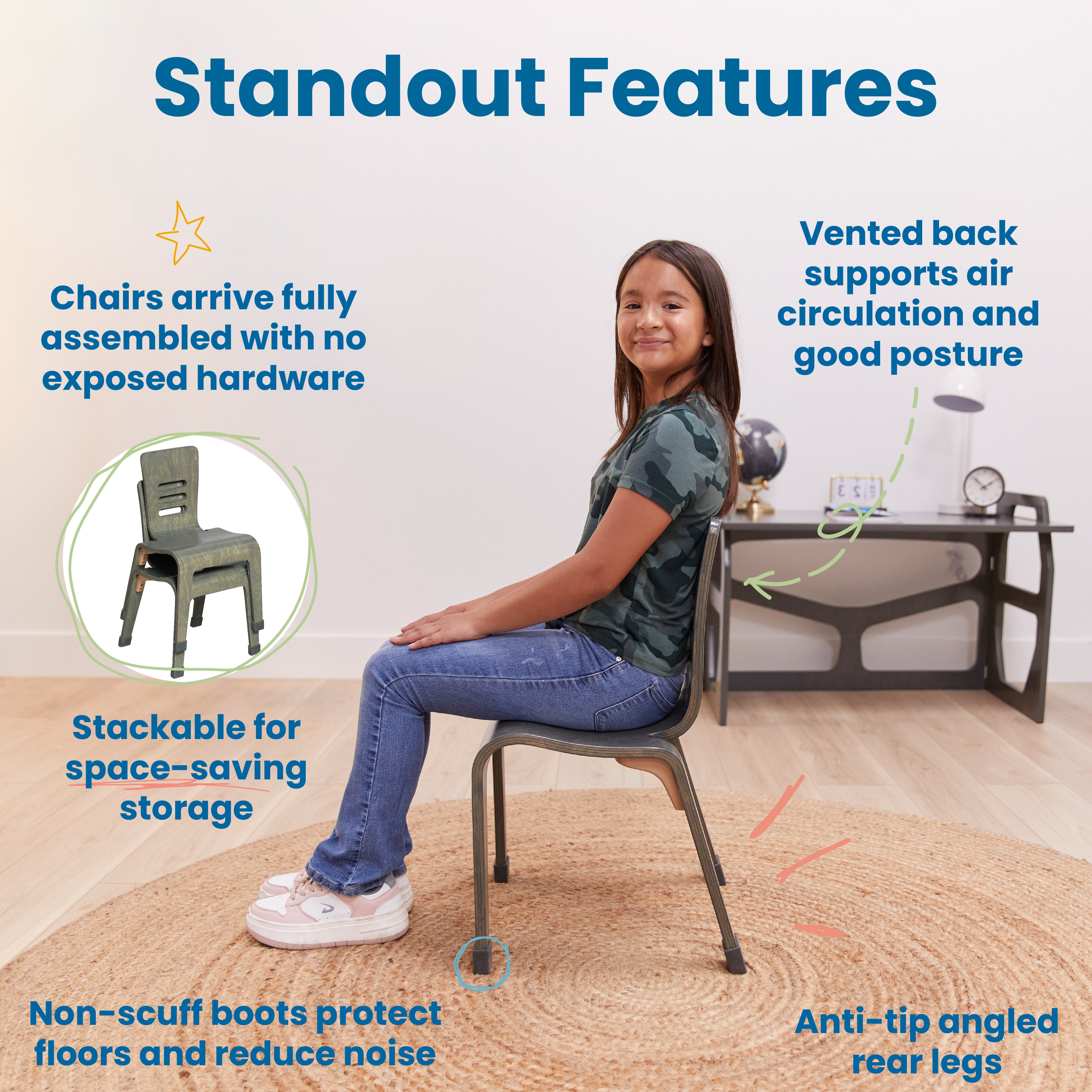 Bentwood Chair, 14in Seat Height, 2-Pack