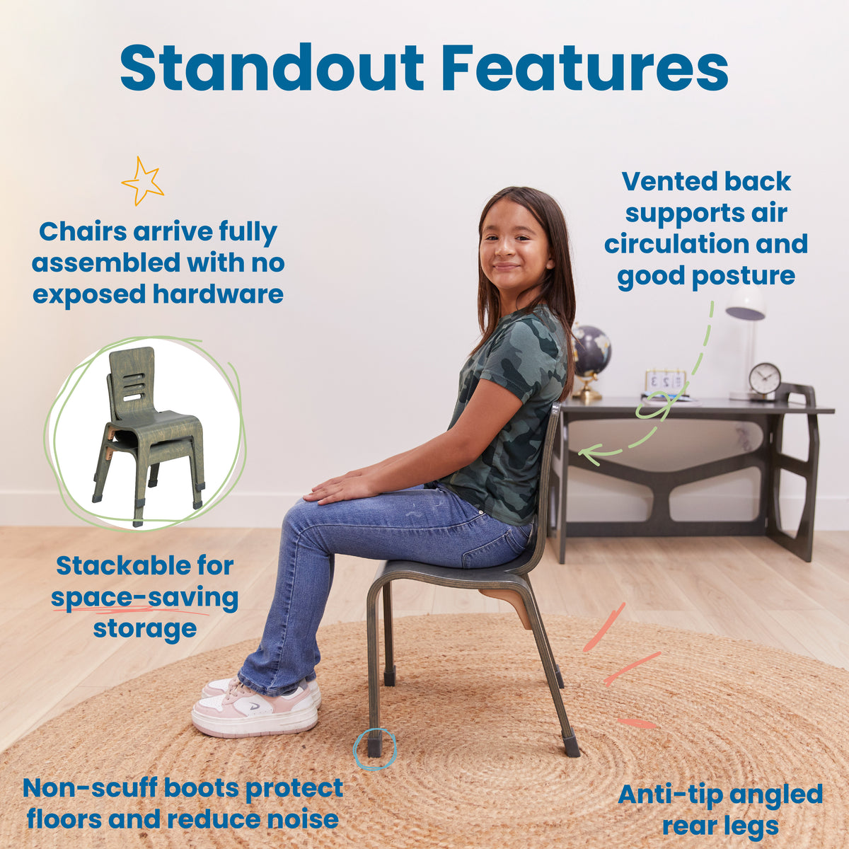 Bentwood Chair, 14in Seat Height, 2-Pack