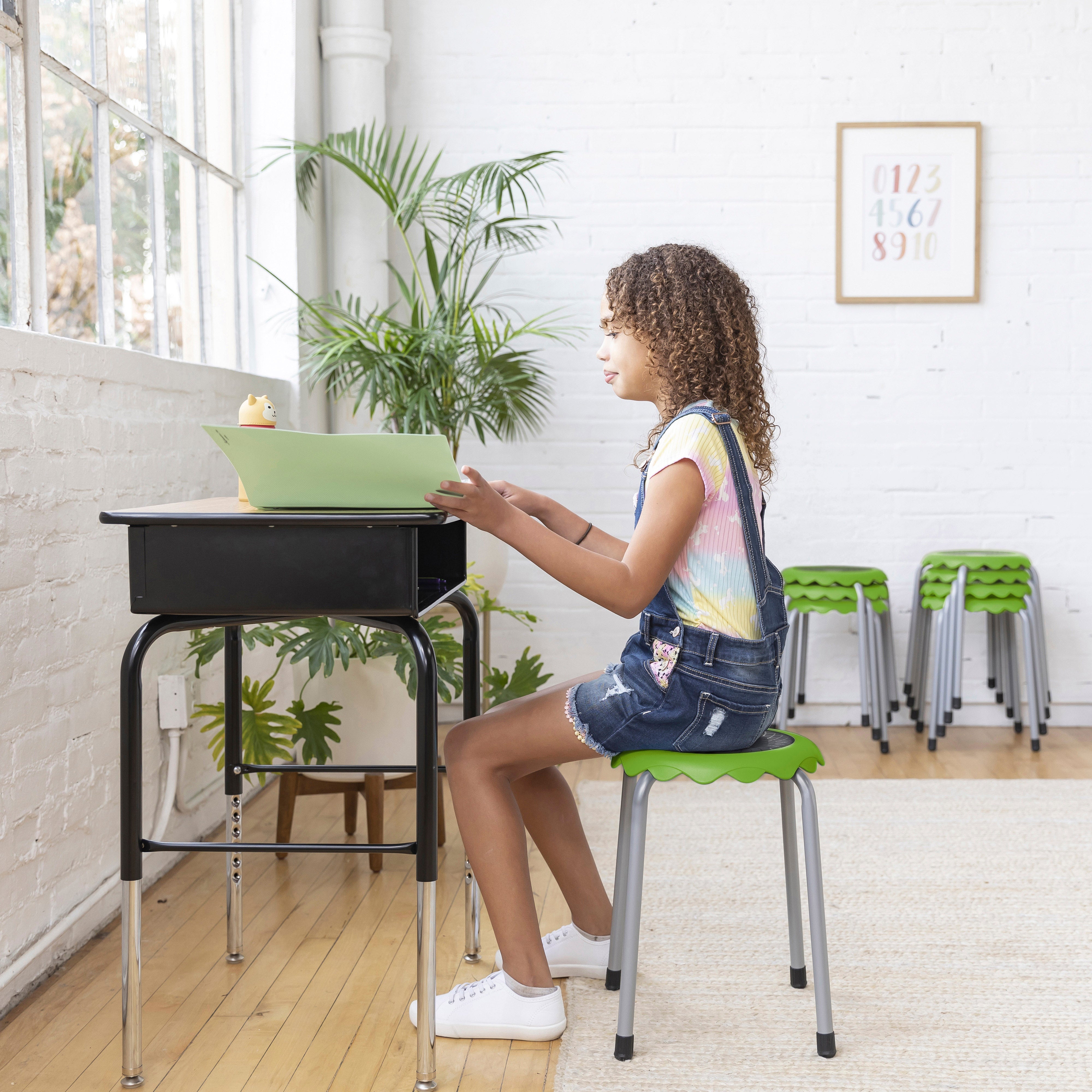 Daisy Stackable Stool with Glides Seating Set, 8-Piece