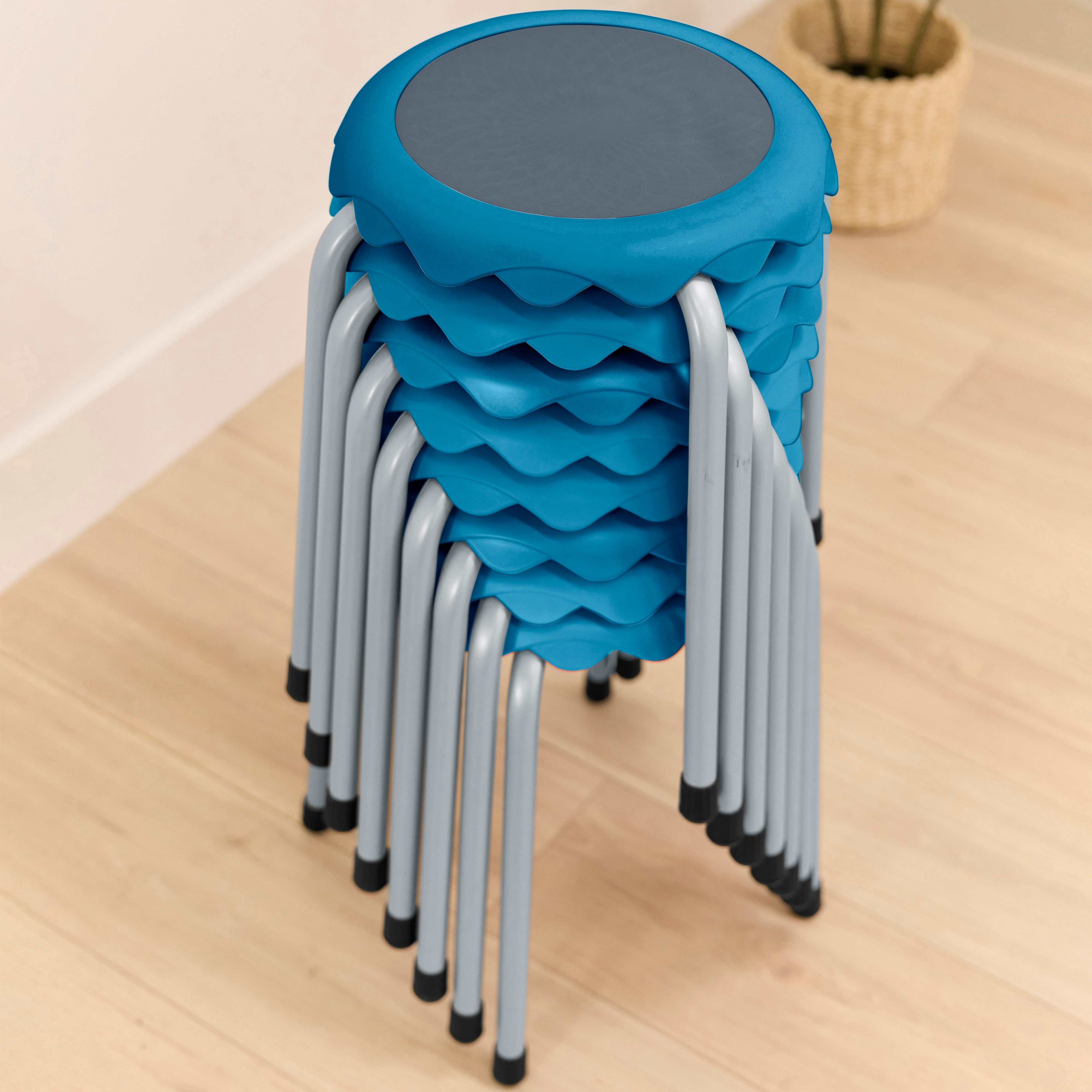 Blossom Stackable Plastic Stools, 8-Piece