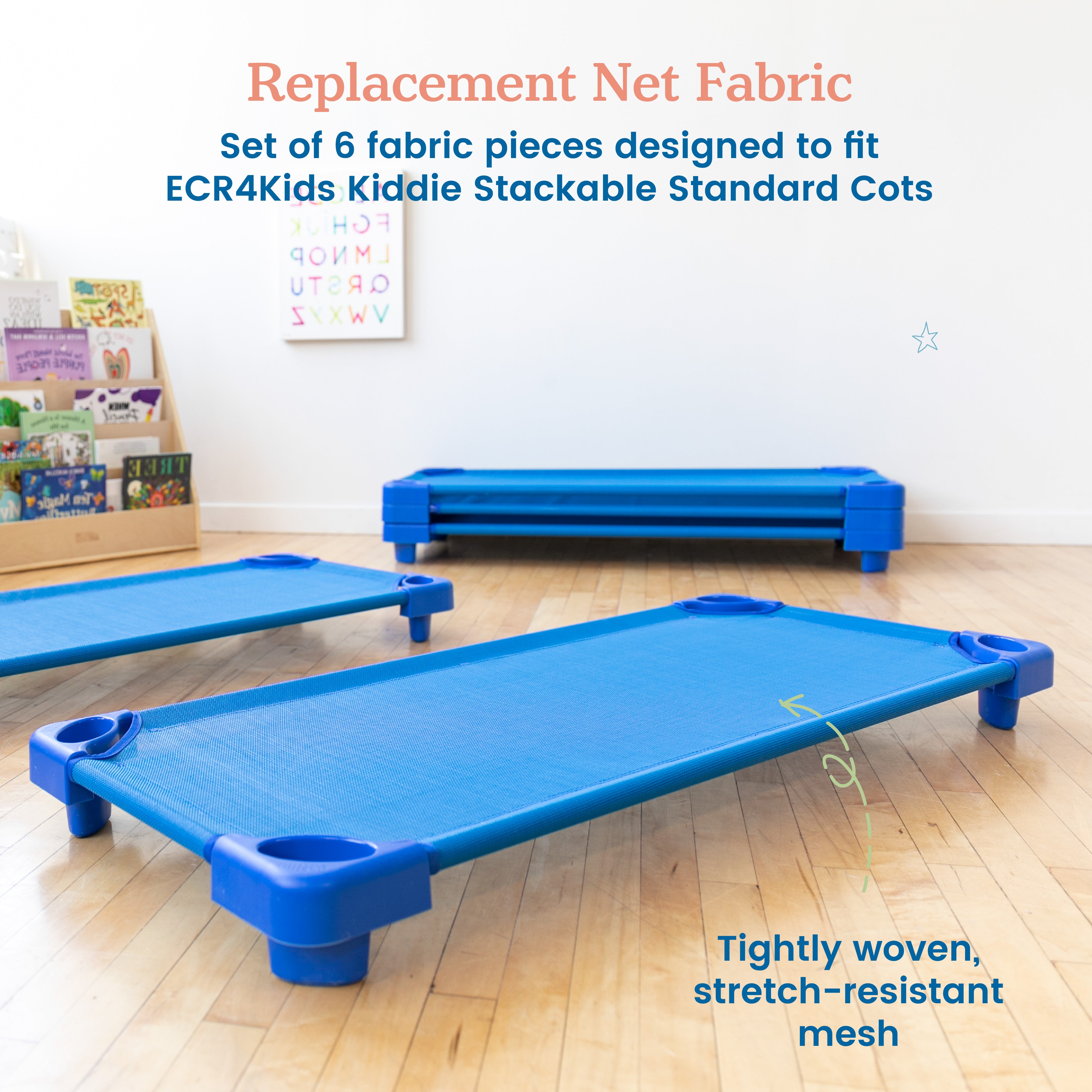 Stackable Kiddie Cot Fabric, Standard, Replacement Parts, 6-Pack