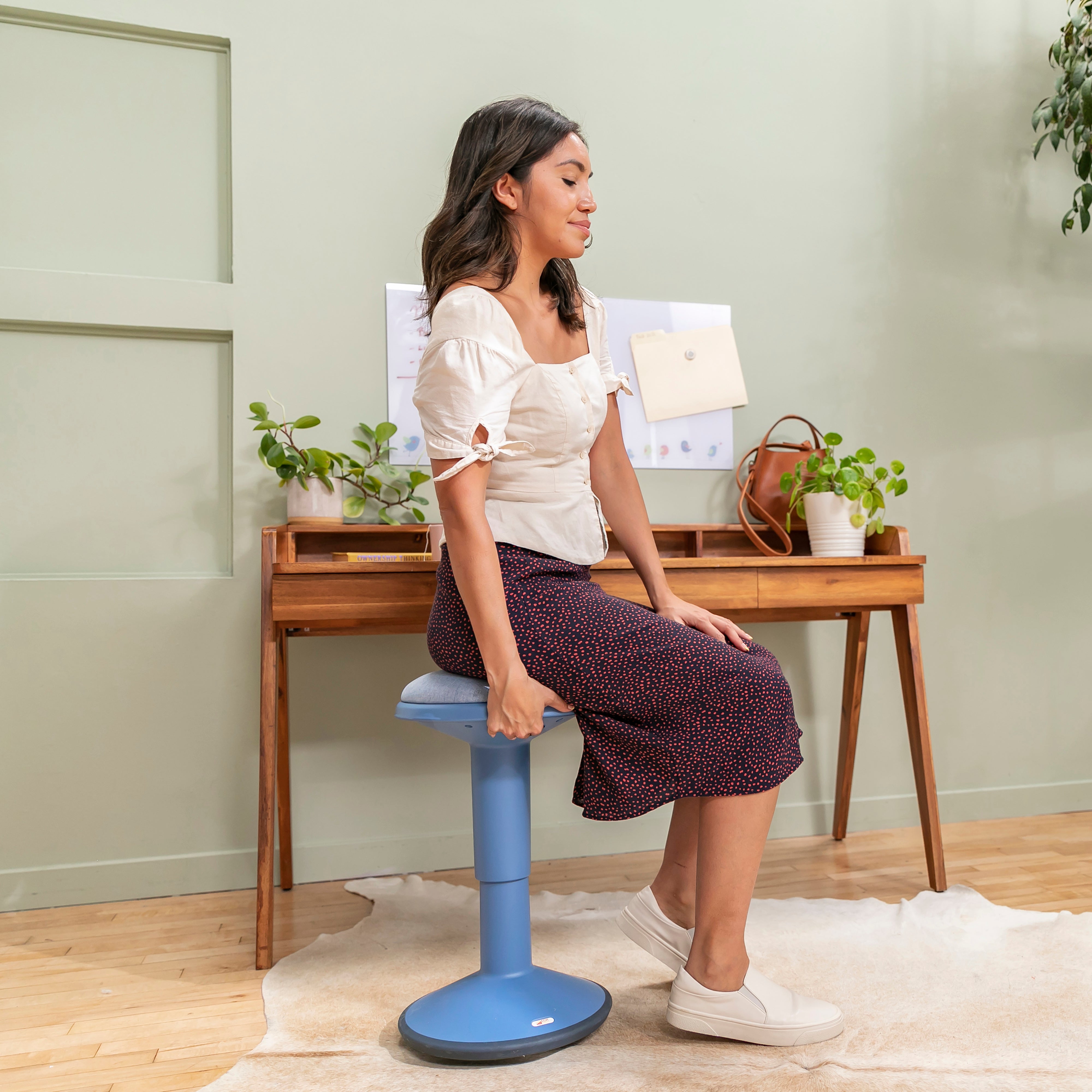 Sitwell Wobble Stool with Cushion, Adjustable Height