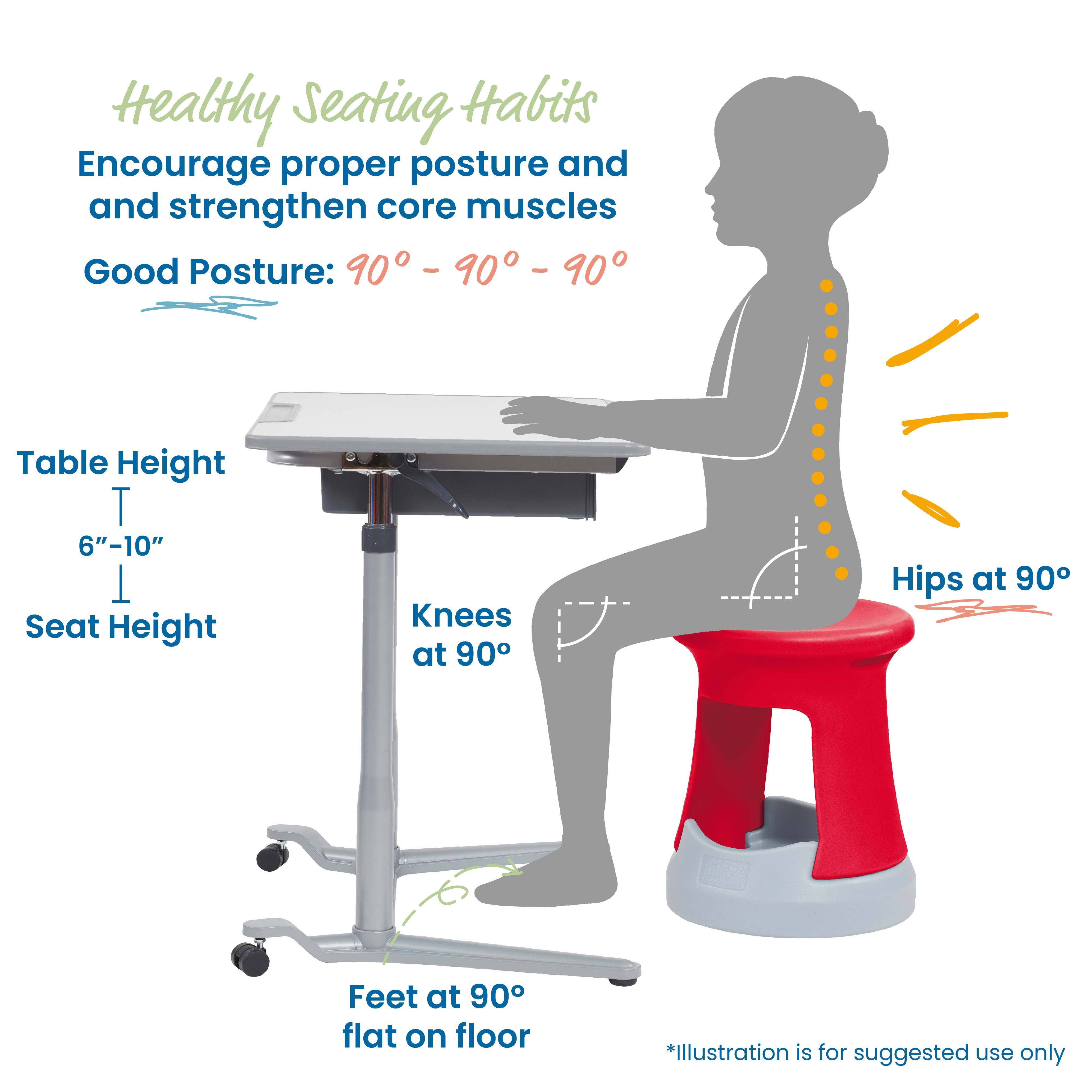 Storage Wobble Stool, 18in Seat Height