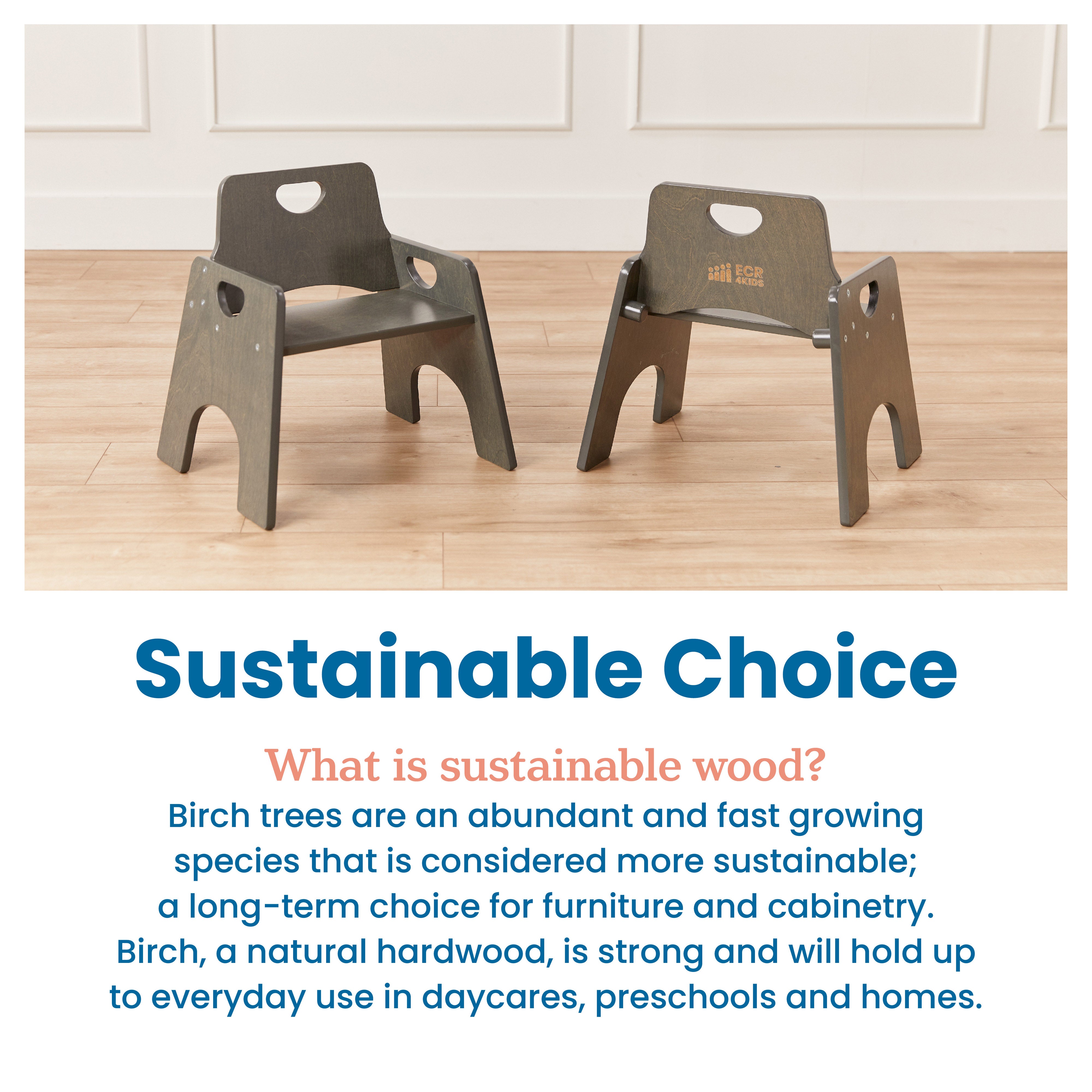 Stackable Wooden Toddler Chair, 10in, 2-Pack